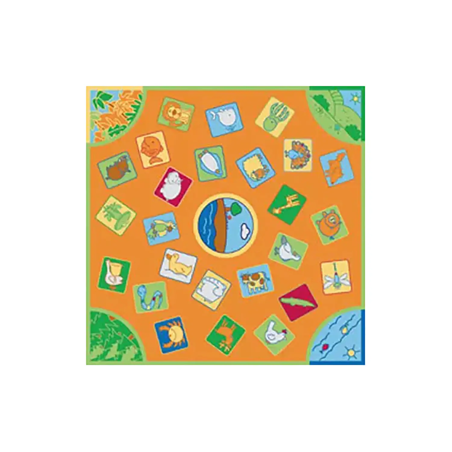 Grande Tappeto Animali e Ambienti - Cm 200x200 - Tappeti per il gioco