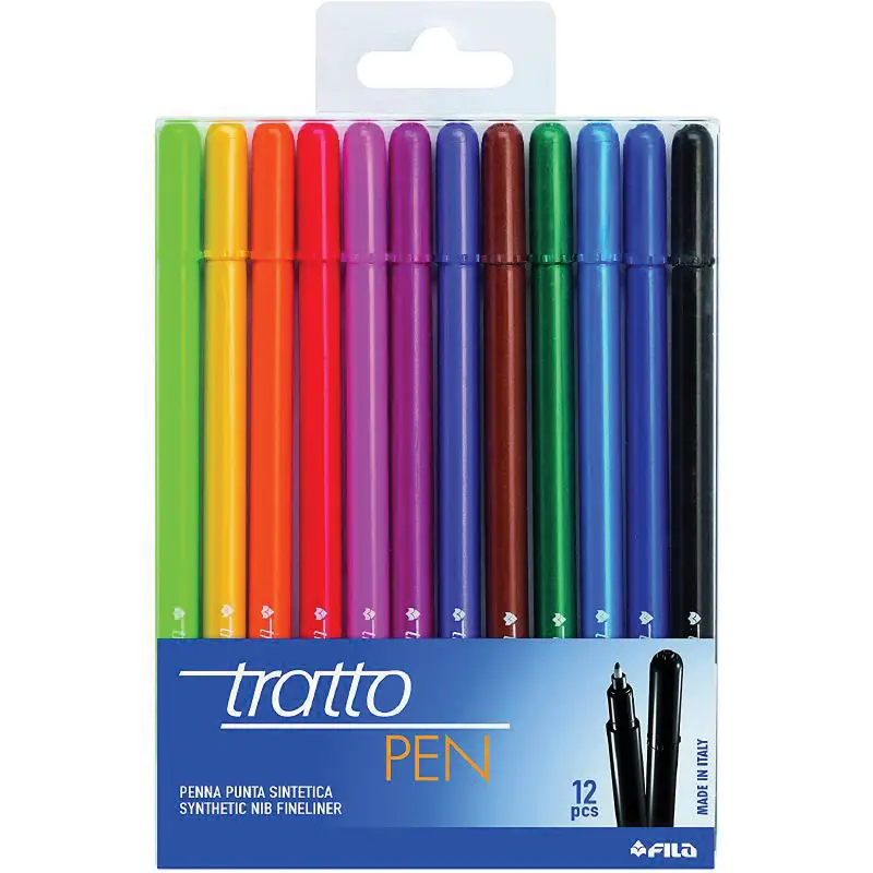 Penna Tratto Pen Metal – Astuccio 12 Pennarelli Colori Assortiti - Pennarelli