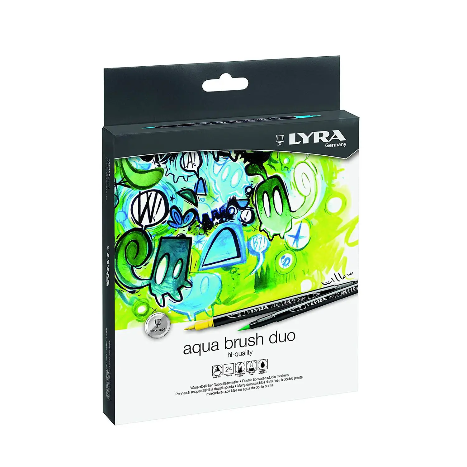 Pennarelli Lyra Aqua Brush Duo – Doppia Punta - 24 Pennarelli in 24 Colori - Pennarelli