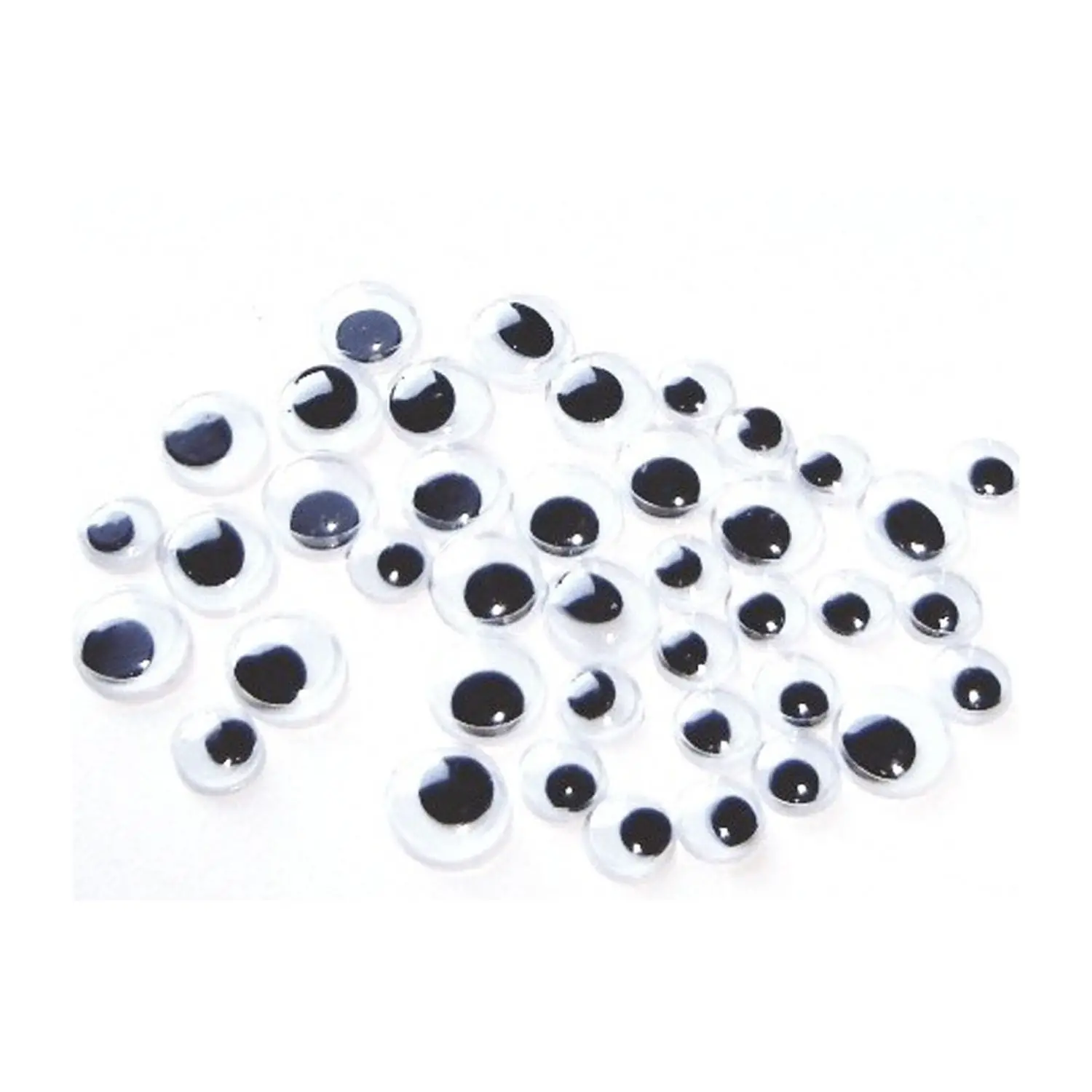 Black Adhesive Round Eyes 7mm. 48 Pieces - Applications and Decorations