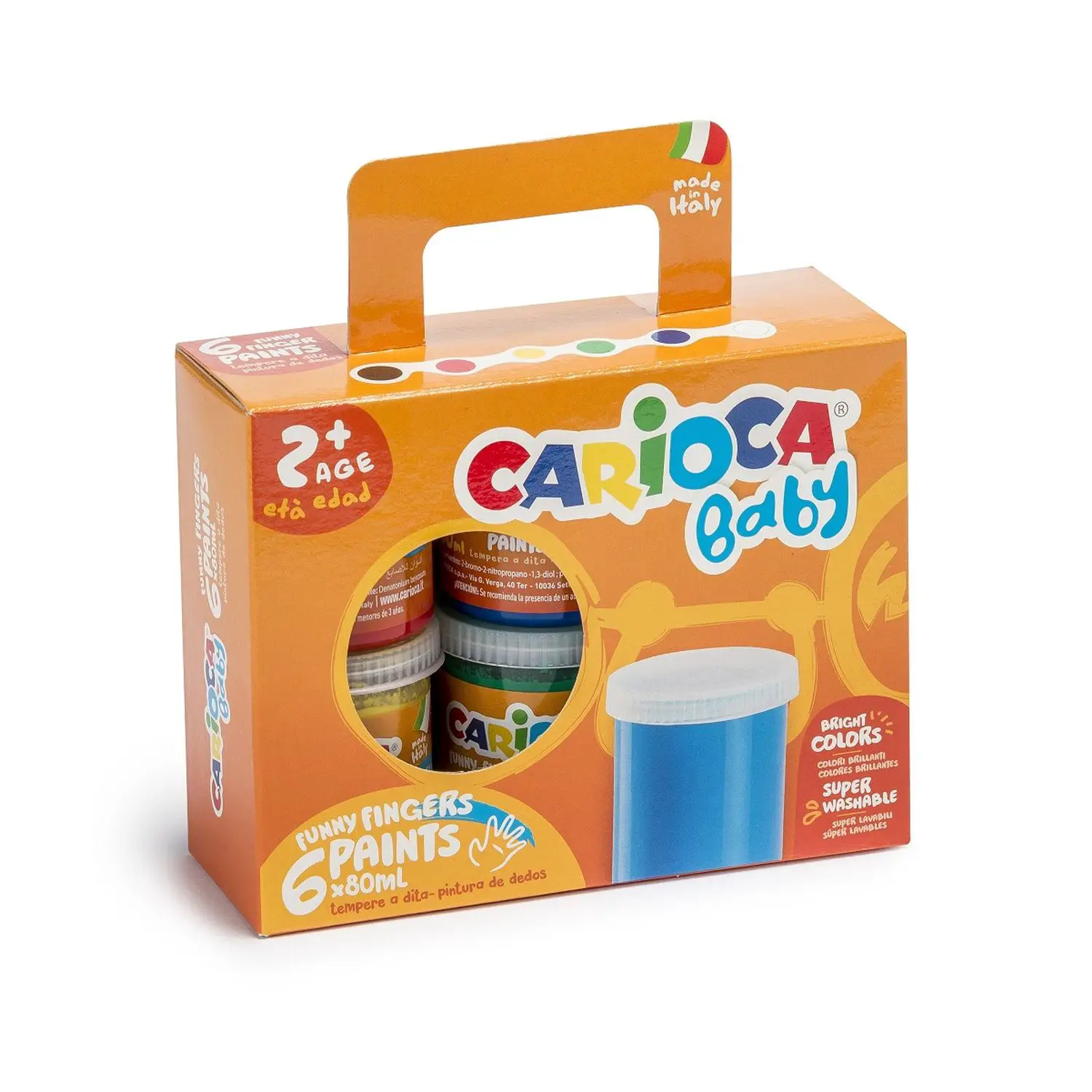 Colori a Dita per Bambini Carioca Finger Paint – 80 ml - Set 6 Colori - Tempere