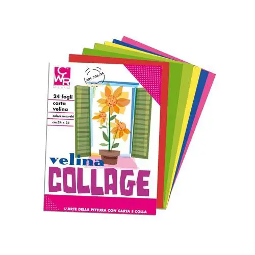 Carta Velina - Album 24 Fogli 24x33 cm - Colori Assortiti - Carta e cartoncino