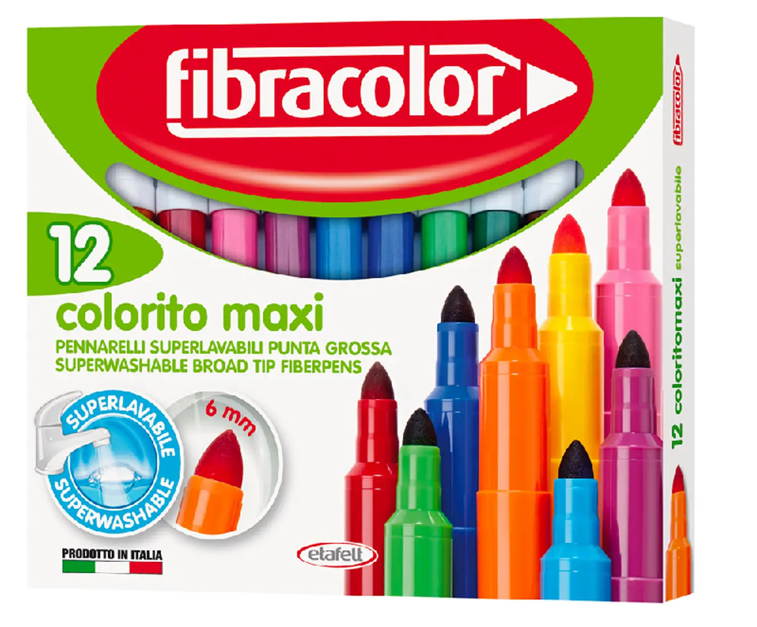 Fibracolor Colorito Maxi Pennarelli – Astuccio 12 Pennarelli - Verde - Pennarelli
