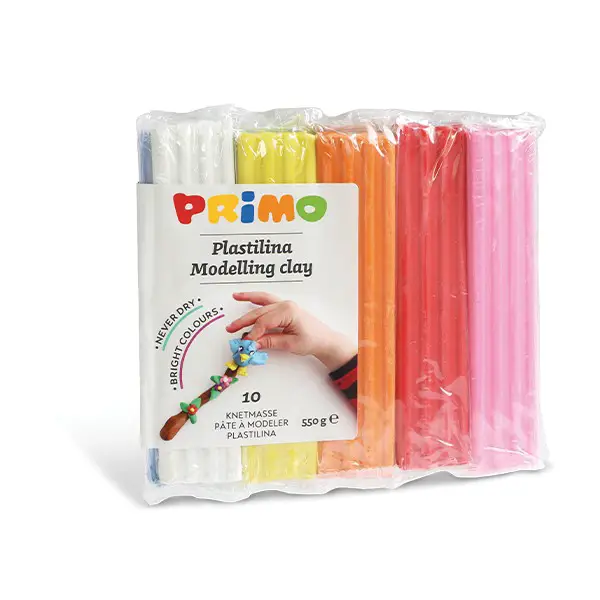 Plasticine Primo Schoolpack 10 bricks of 50 gr - Modeling Pastes