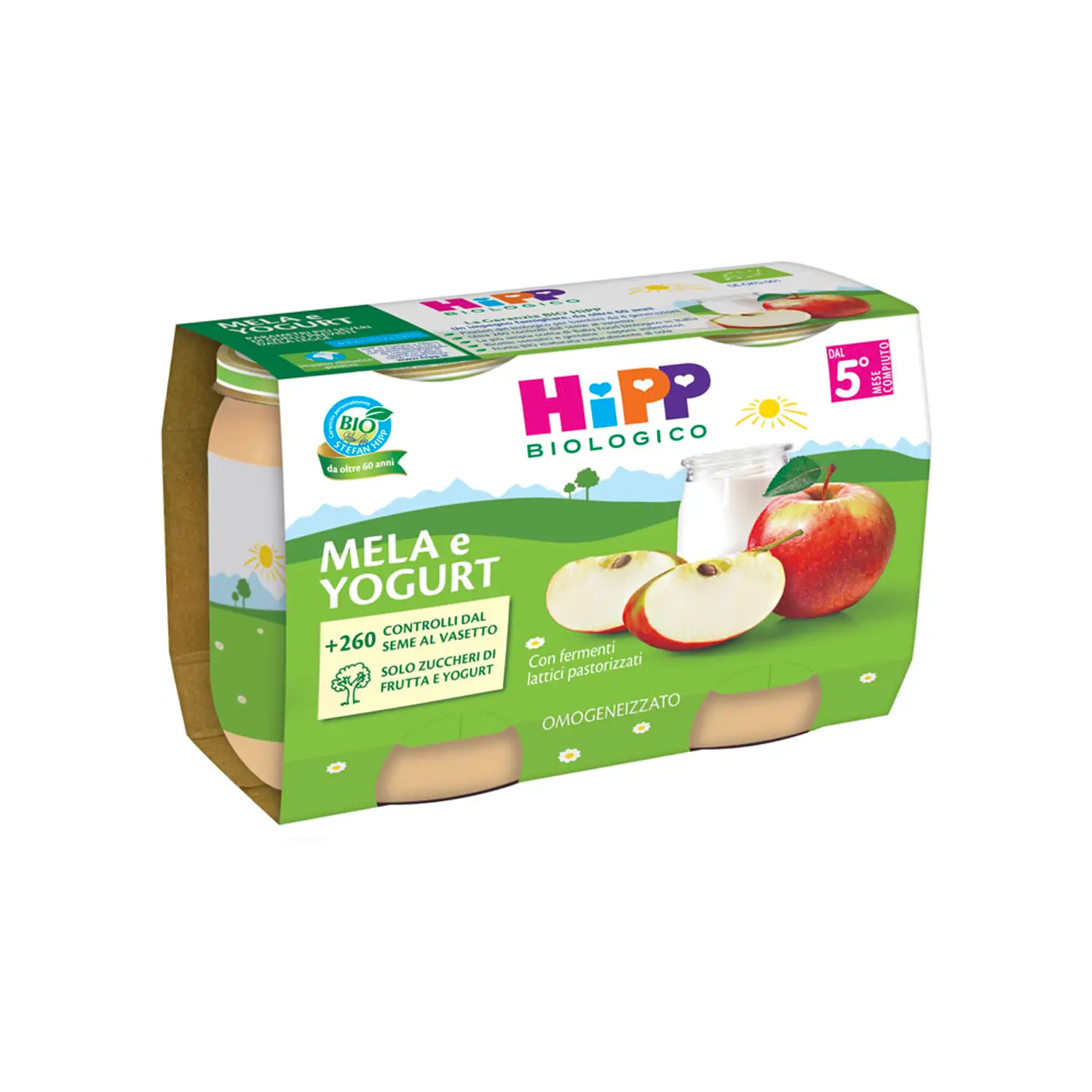 HIPP Omogeneizzato Merenda Bio Mela e Yogurt 125g x2 - merende