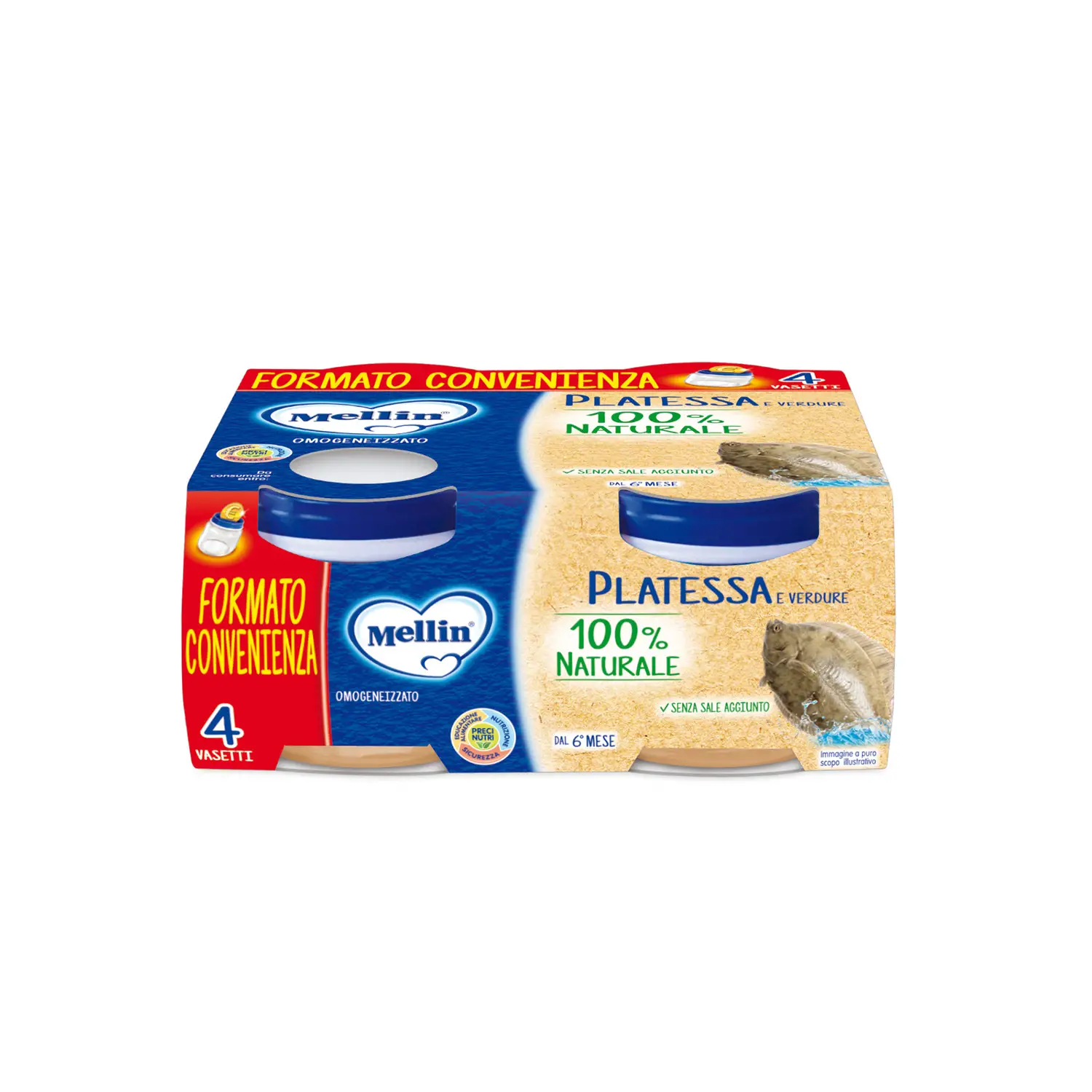 Omogeneizzato Pesce Mellin gr. 80x4 Platessa - omogeneizzati