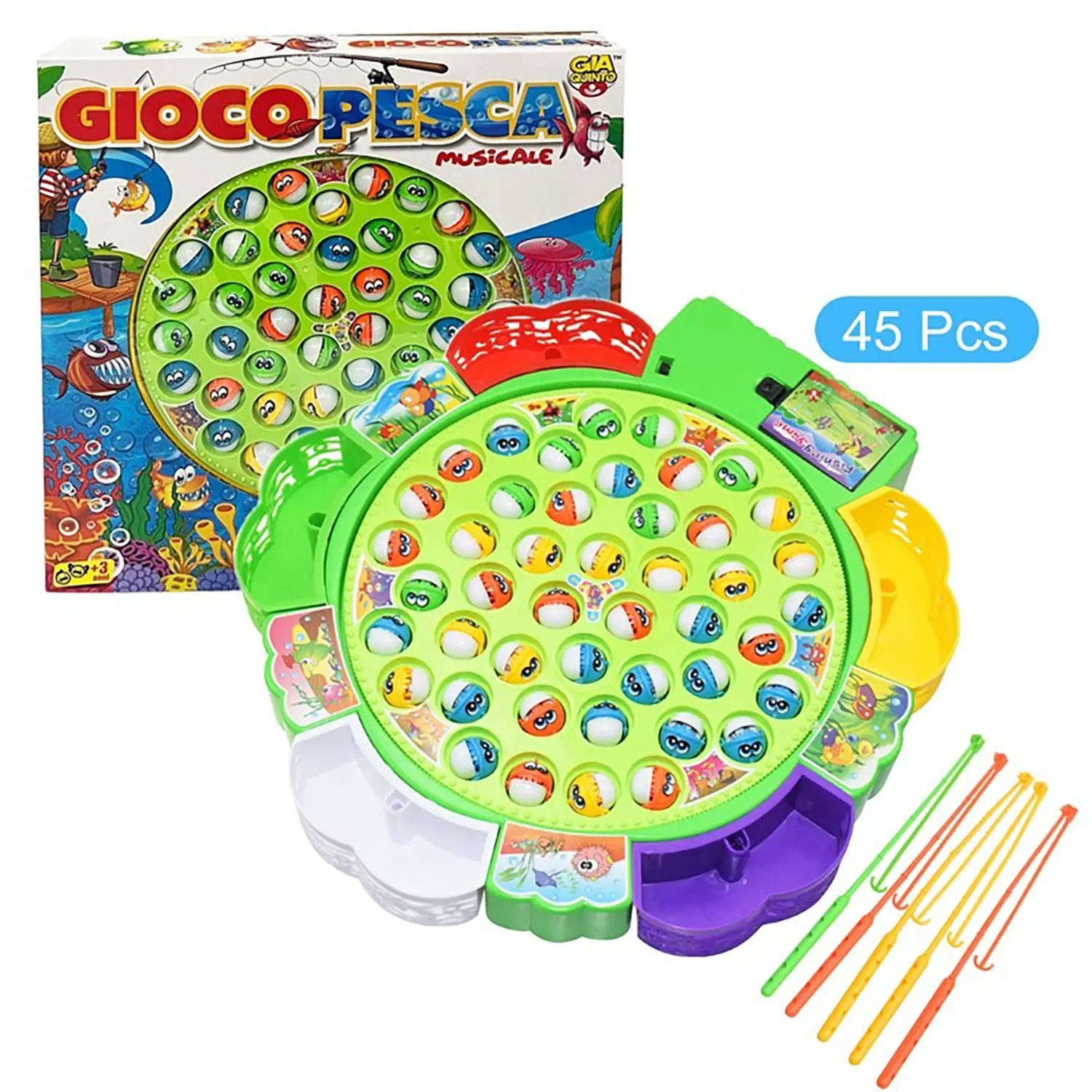 Gioco Pesca 45 Pesci a Batteria – Gioco Interattivo per Bambini e Famiglie - Giochi di società