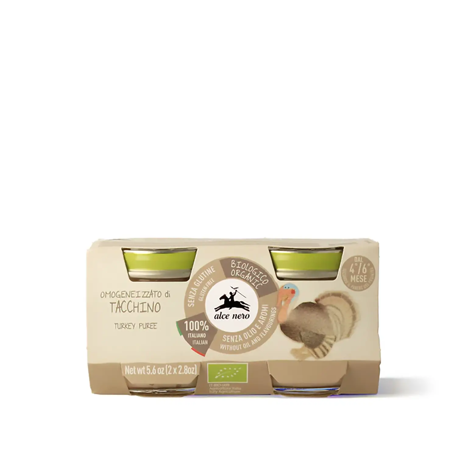 Homogenized Meat Alce Nero gr.80x2 Turkey - homogenized