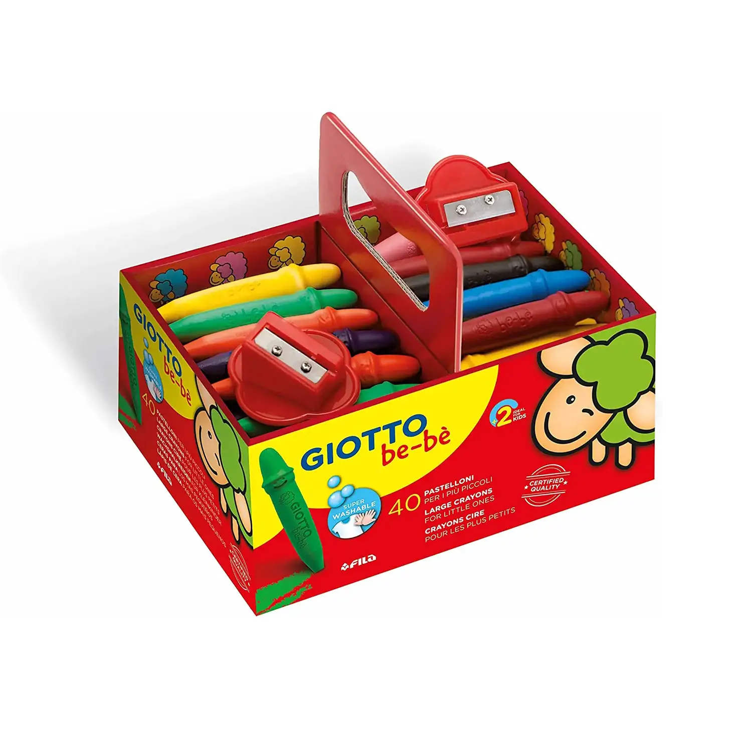 Giotto Bebe' 40 Crayons + 2 Sharpeners - Wax Crayons