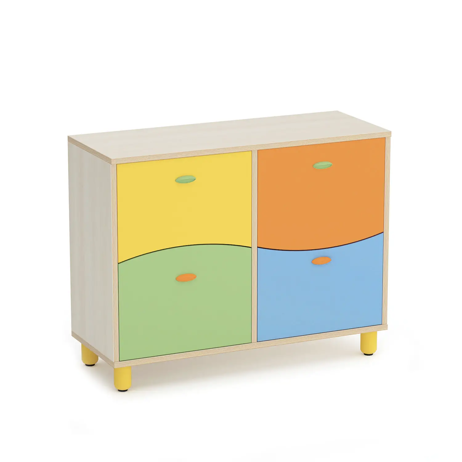 Mobile Scuola Infanzia Onda a 4 Tiretti Altezza 80 cm. conforme CAM - Arredo Nido e Infanzia