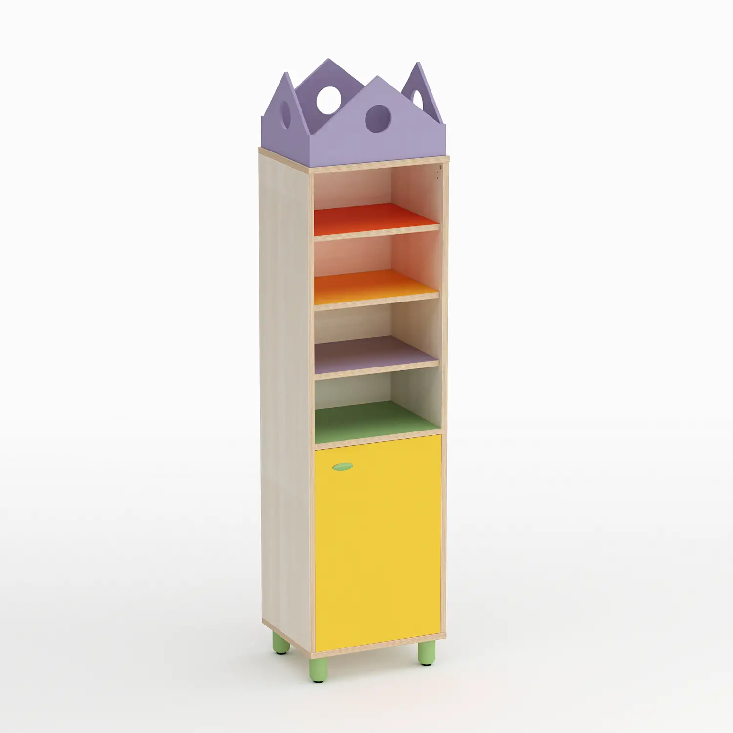 Childhood School Cabinet Wave Column Low Door Right Yellow - CAM Compliant - Nursery and Childhood Furniture