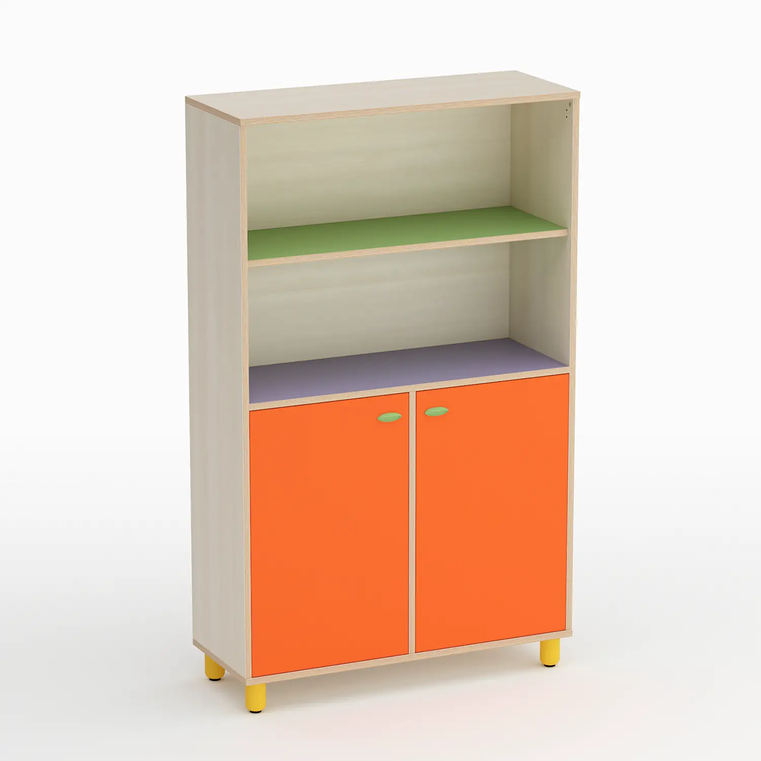 Mobile Scuola Infanzia Onda con 2 Ante Basse Arancio - Conforme CAM - Arredo Nido e Infanzia