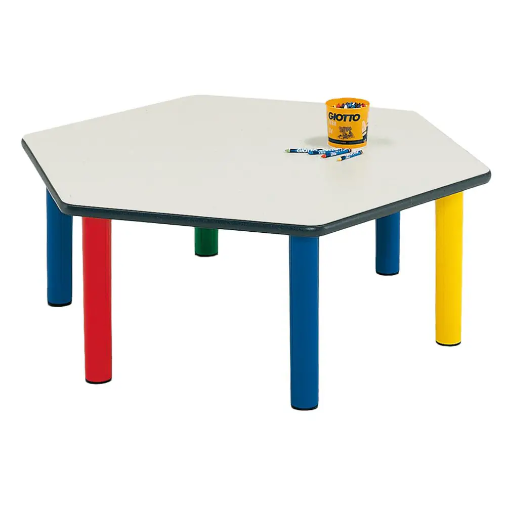 Color Kindergarten Table Hexagonal Size 1 Legs 4 Colors - Chairs and work tables