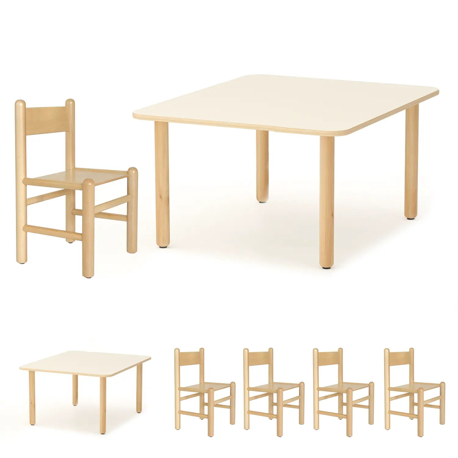 Set Tavolo e Sedie Forma – Kit Aula Completo con 1 Tavolo e 4 Sedie Promo 1 - Arredo Nido e Infanzia