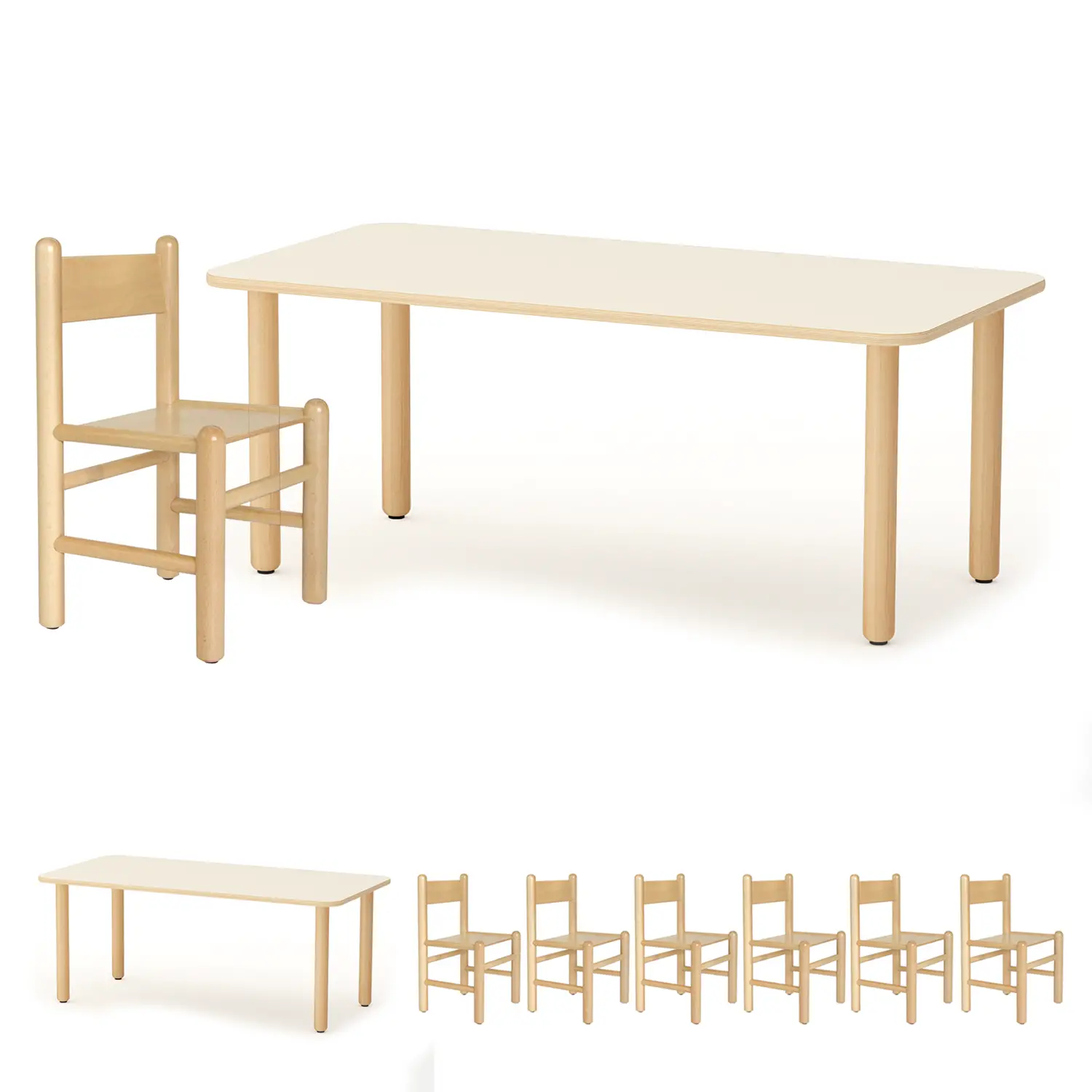 Set Tavolo e Sedie Forma – Kit Aula Completo con 1 Tavolo e 4 Sedie Promo 2 - Arredo Nido e Infanzia