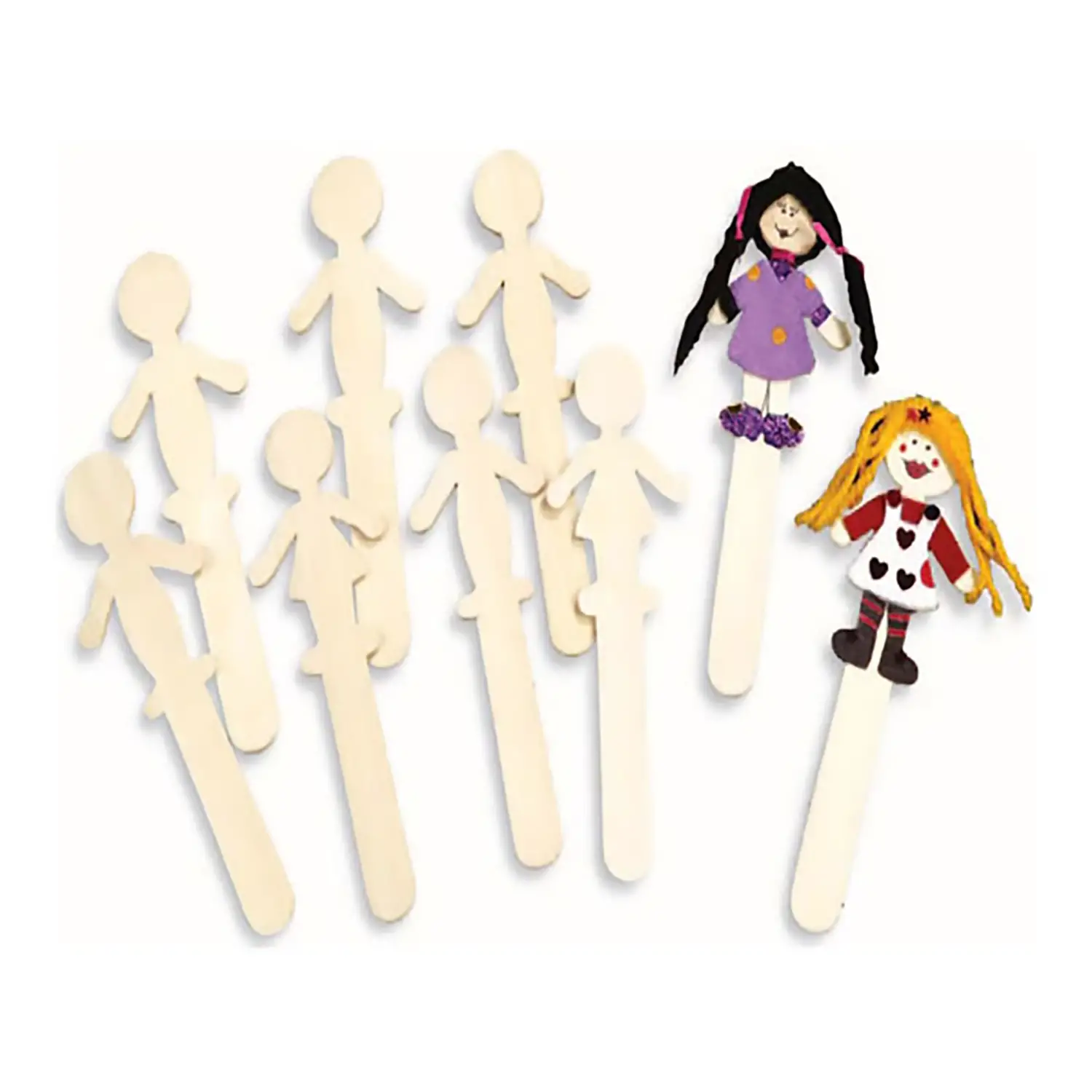 Stecche in Legno a Forma di Personaggi – 14 cm - 10 Pezzi - Soggetti in legno
