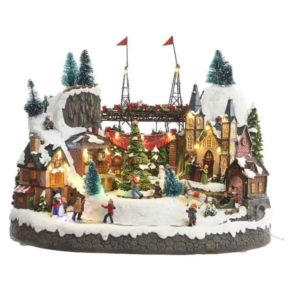 Scenario di Natale: Villaggio Invernale a LED - Cm 25,5x39x31,5 - scene e villaggi