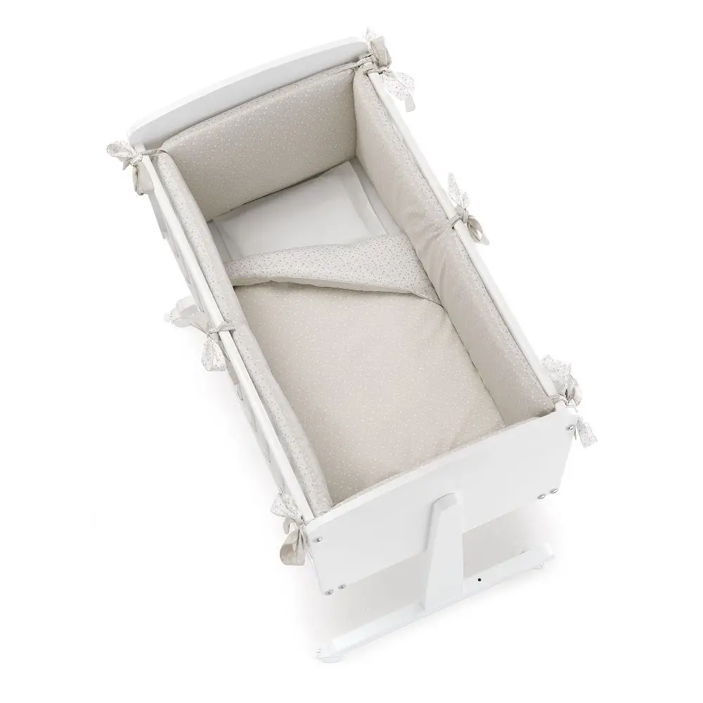 Erbesi Rivestimento Tessile Culletta Ninna Stelline – Bianco Tortora - lenzuolini