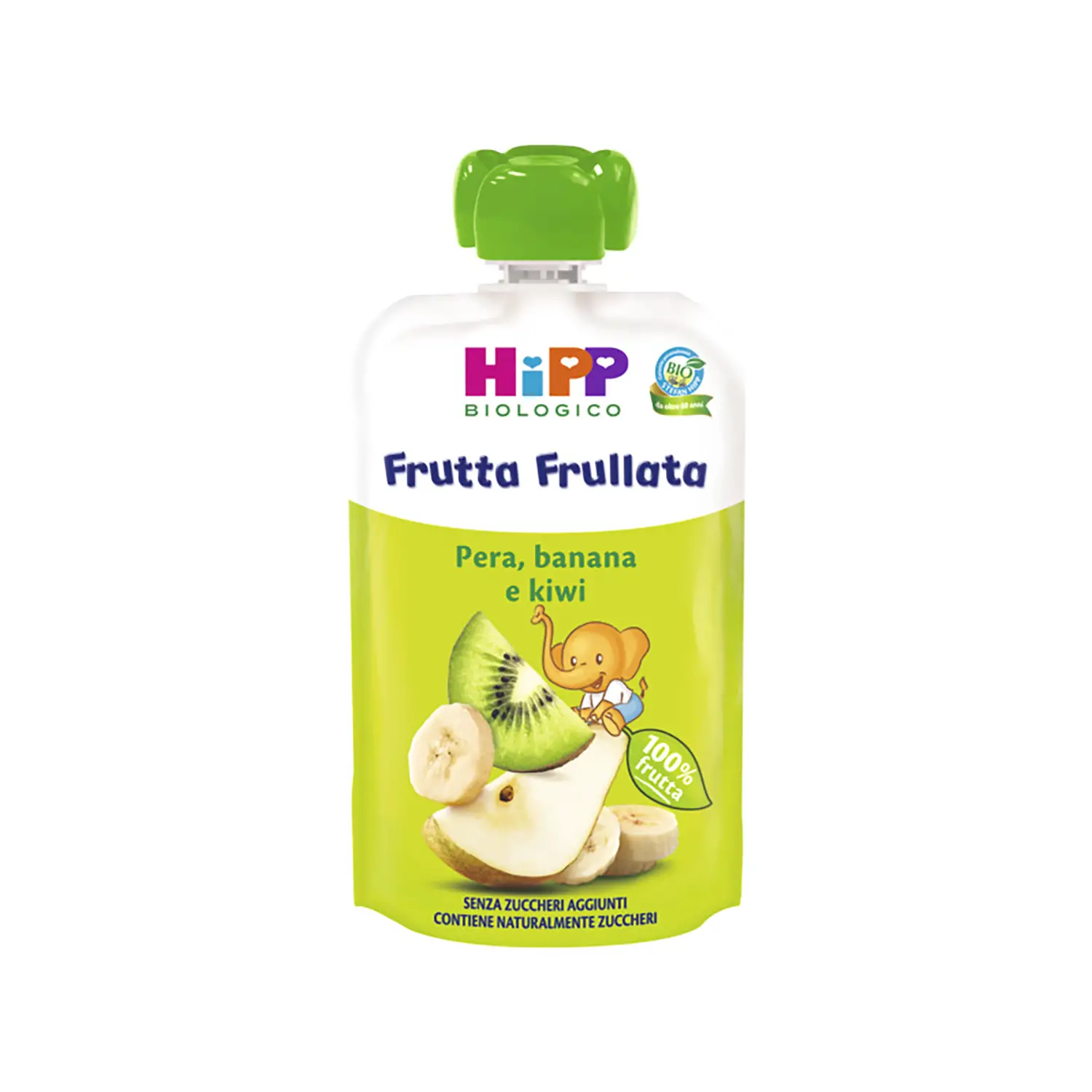 HiPP Frutta Frullata Pera Banana Kiwi 90 g – Purea di Frutta Biologica - acqua bevande e succhi