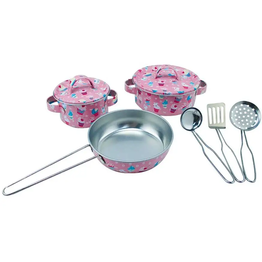 Maisonelle Set Pentole in Metallo – Gioco di Cucina per Bambini - Alimenti, mercatini, stoviglie