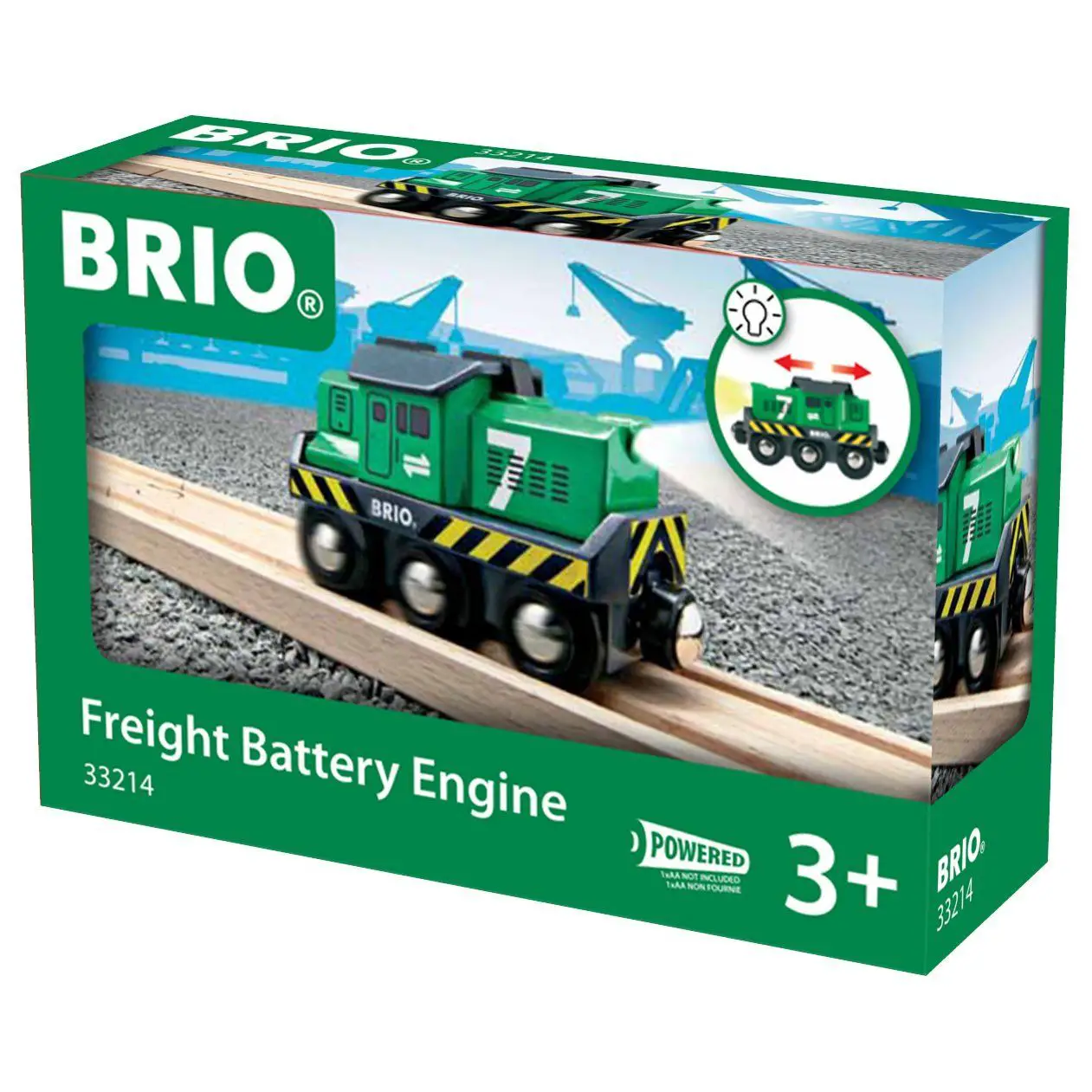 BRIO Locomotiva per Treno Merci a Batterie – Motrice con Luce Frontale - Costruzioni in legno