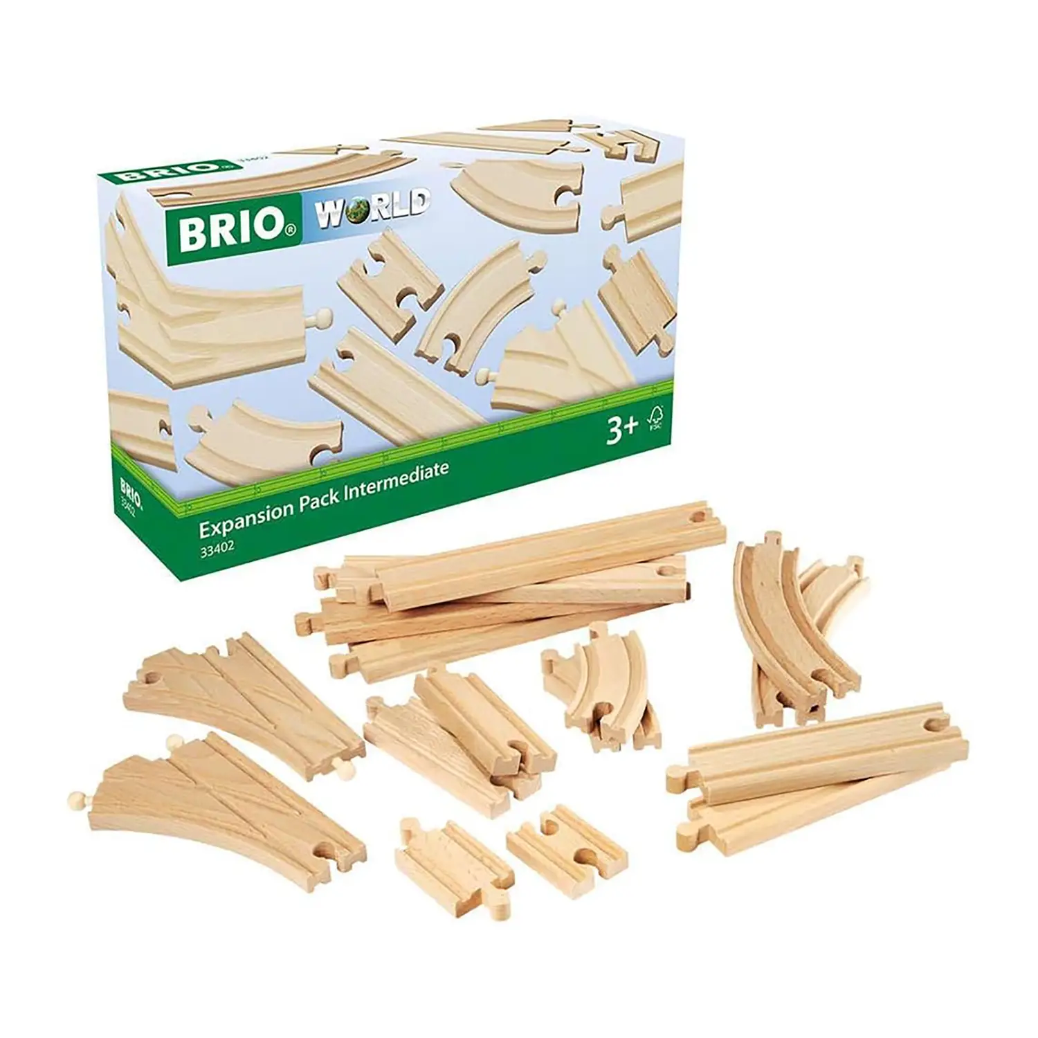 Binari Trenino in Legno Brio – Pacchetto Espansione Intermedio (16 Pezzi) - Costruzioni in legno