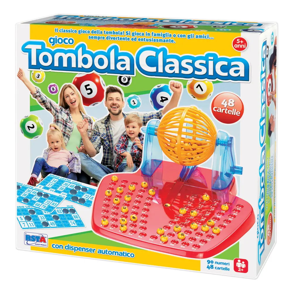 Gioco Tombola 48 Cartelle – Set Completo con Dispenser Automatico - Giochi di società