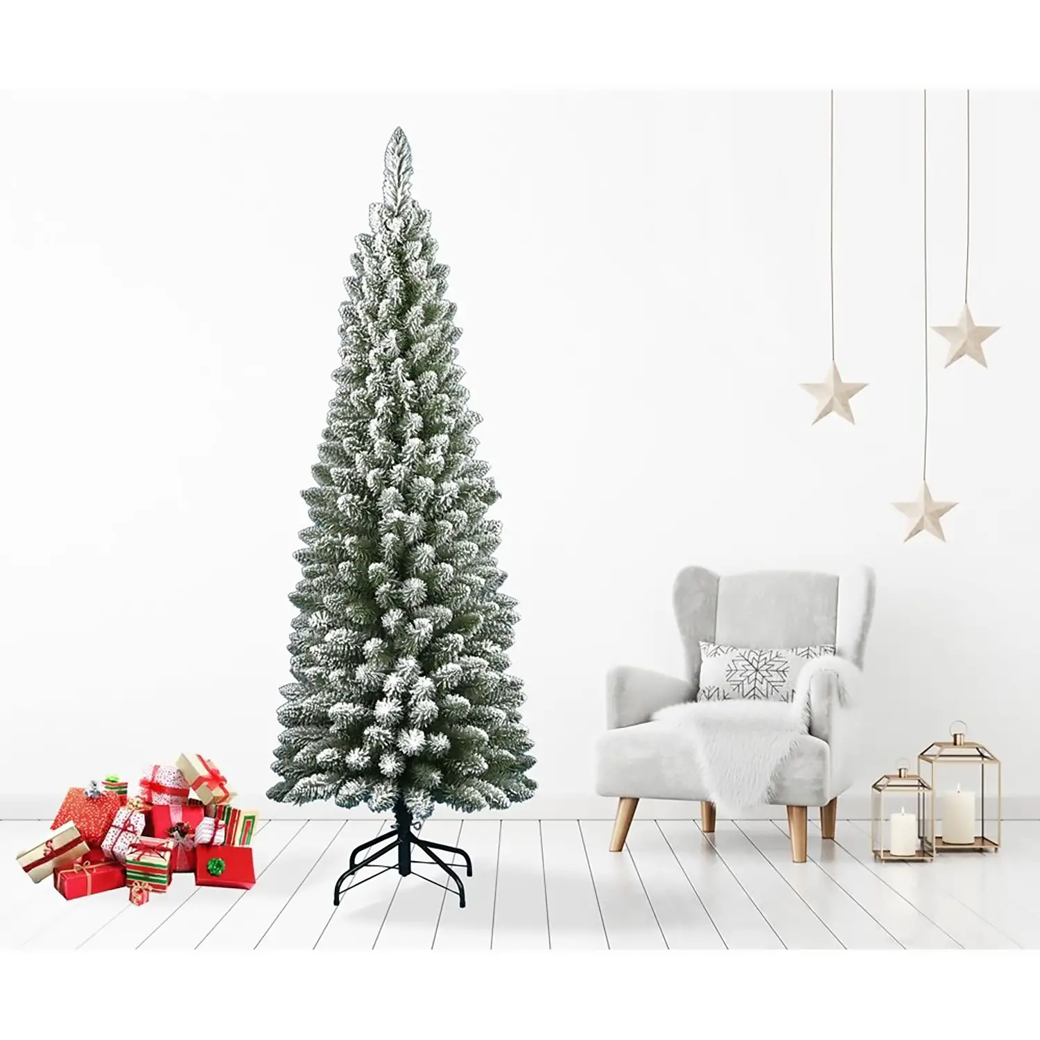 Albero di Natale Silvestre Floccato 210 cm – Slim, Folto e Realistico - alberi