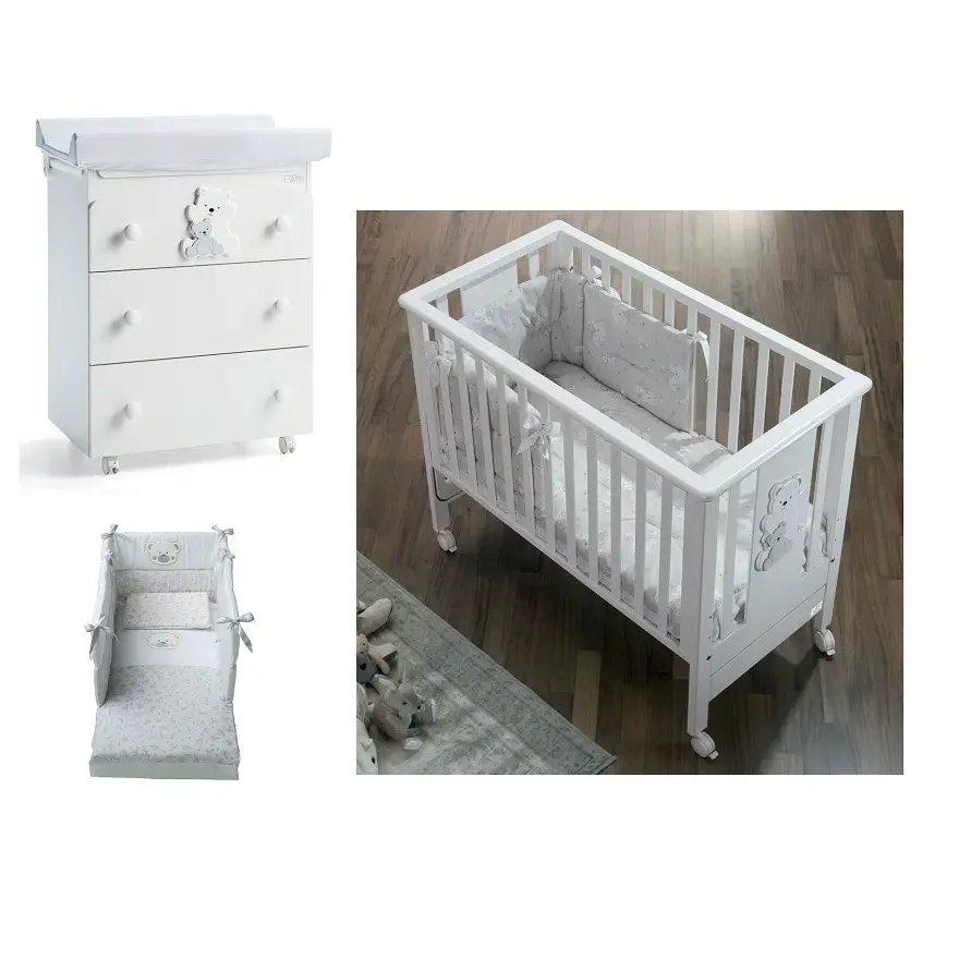 Insieme Kit Bianco 5 Pezzi – Letto, Bagnetto e Tessile per Neonati - collezioni