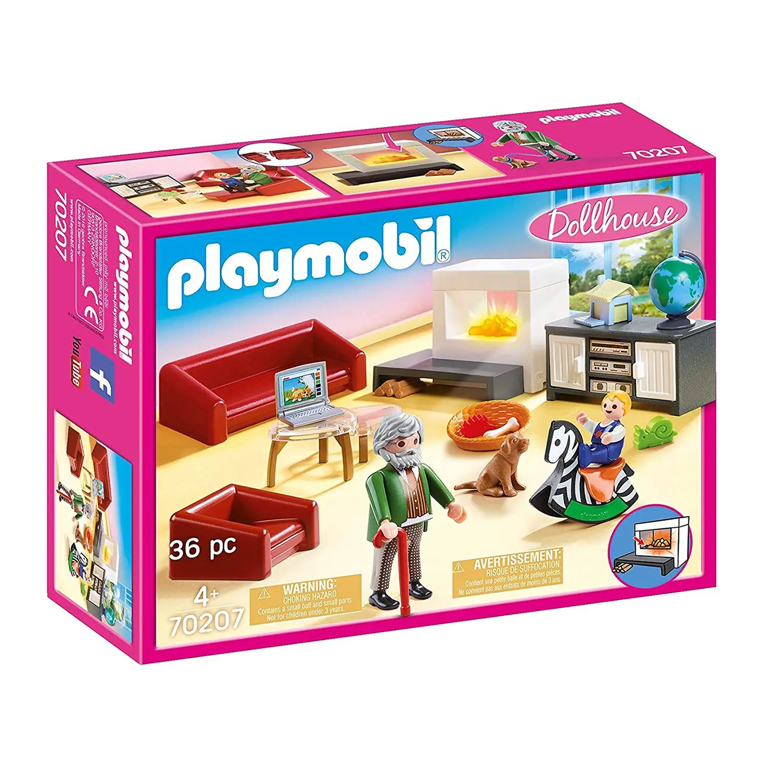 Soggiorno con Camino Playmobil Dollhouse – Play Set Bambini 36 Pezzi - playmobil