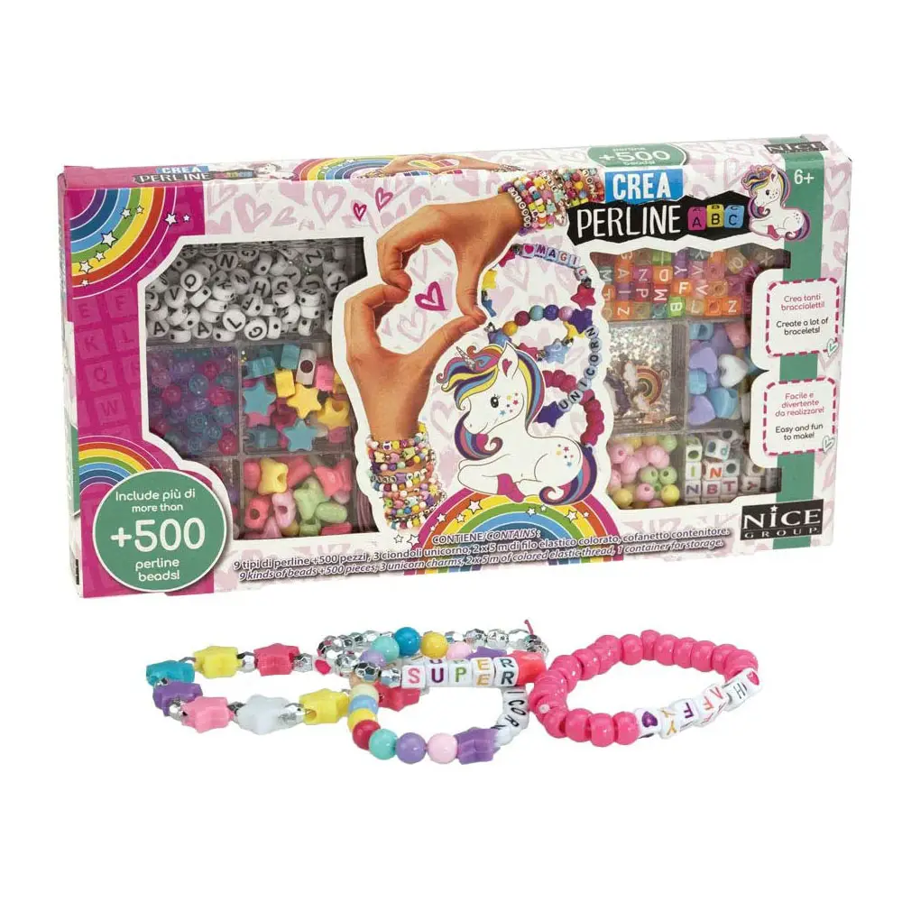 Perline ABC Magic Unicorn 500 – Set Creativo per Braccialetti Bambine - creatività