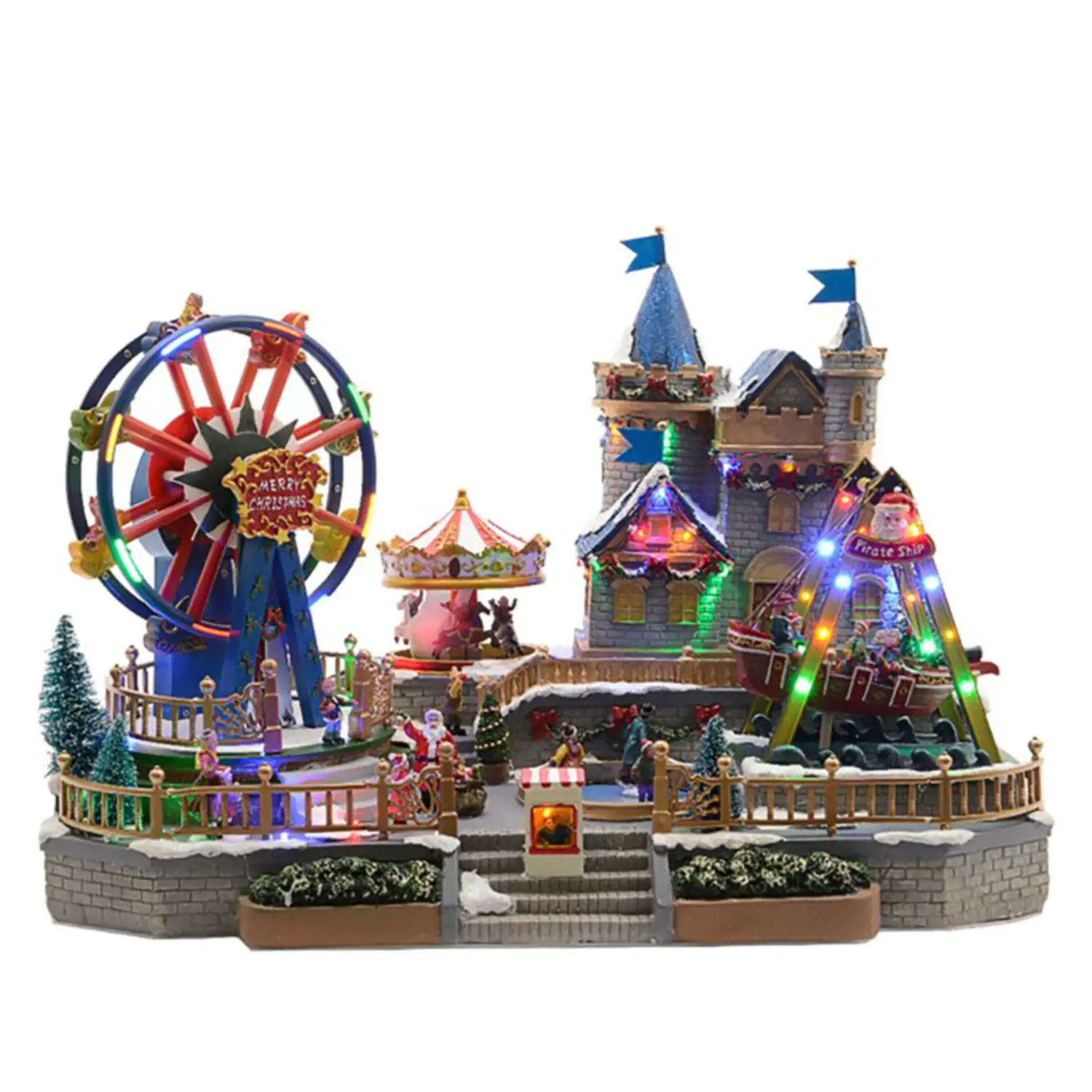 Scenario Natalizio Lunapark Innevato - Cm 56,5x35x38 - scene e villaggi