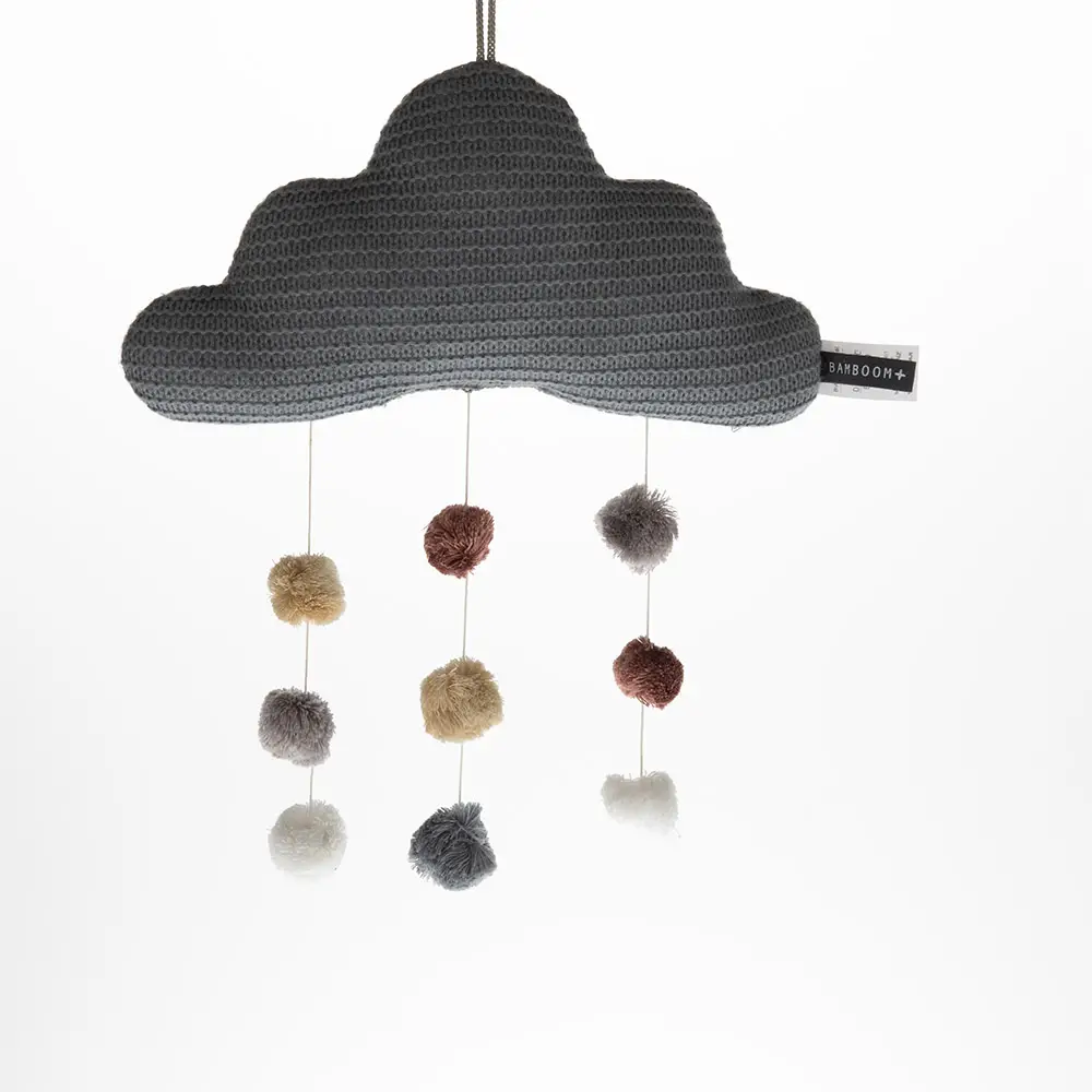 Giostrina Nuvola e Pompom Lavorato a Maglia – Grey – Bamboom - giochi da viaggio