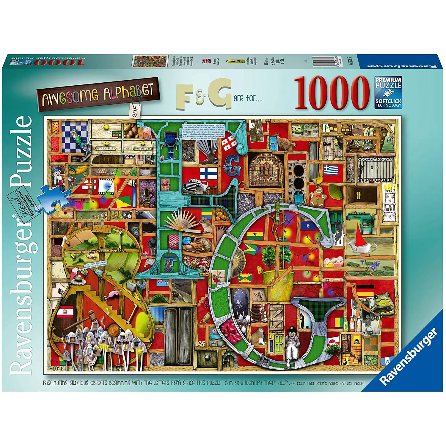 Puzzle 1000 Pezzi Awesome Alphabet F & G - Ravensburger - Puzzle in cartone