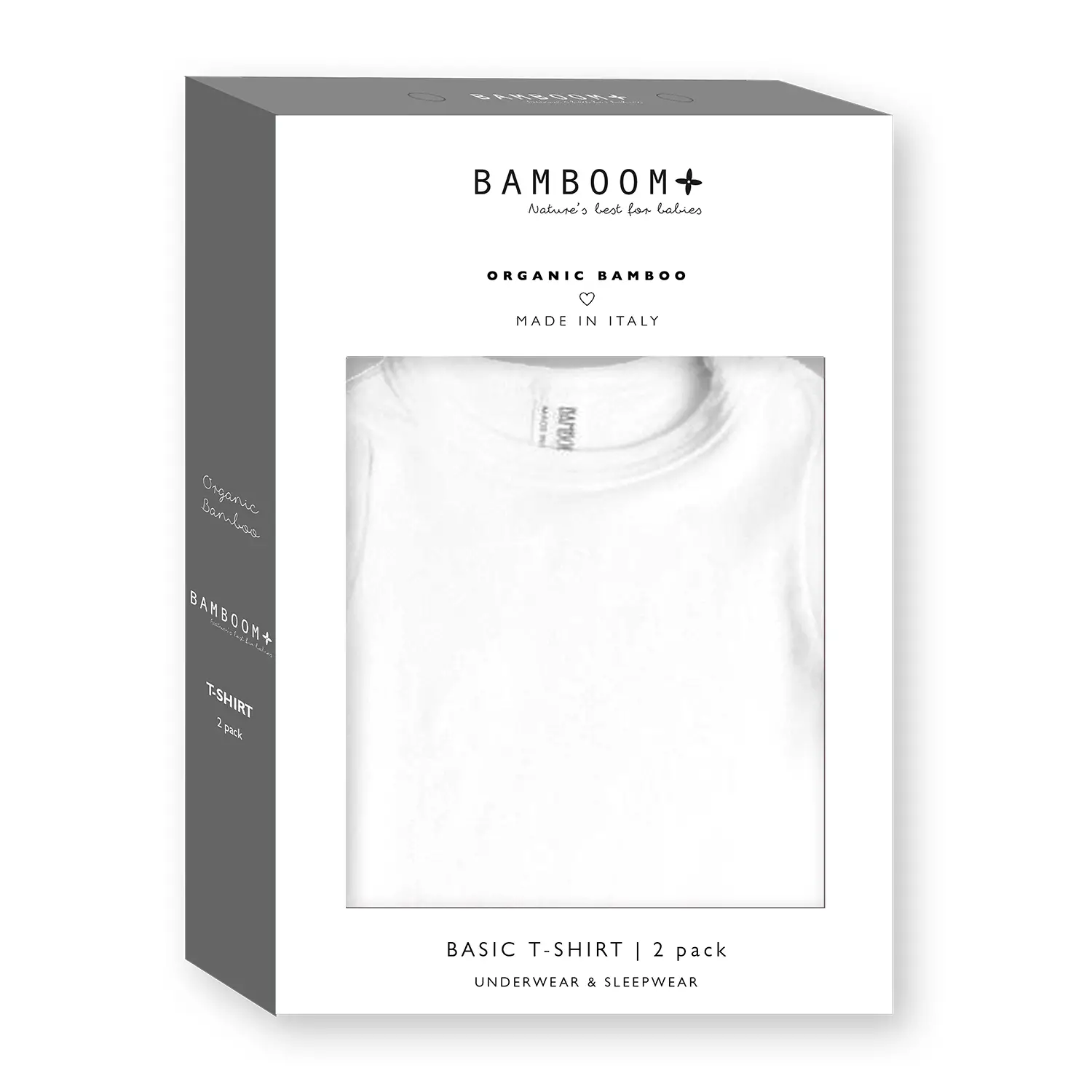 Maglietta Maniche Corte Basic Bamboom – 2 Pezzi – Bianca Taglia 9-12 Mesi - intimo neonato