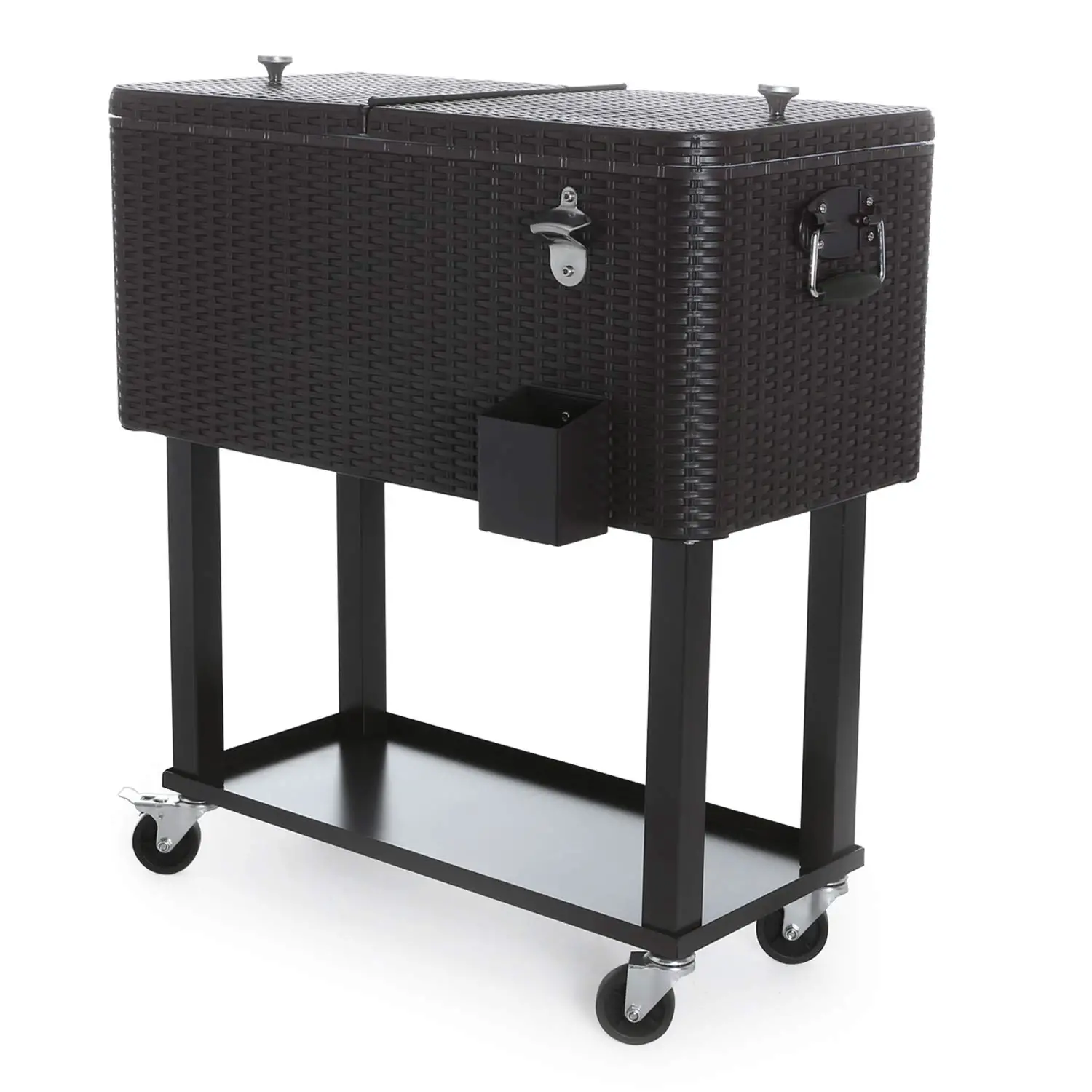 Ghiacciaia da Giardino in Polirattan 75 Litri con Ruote e Apribottiglie - estivo mare