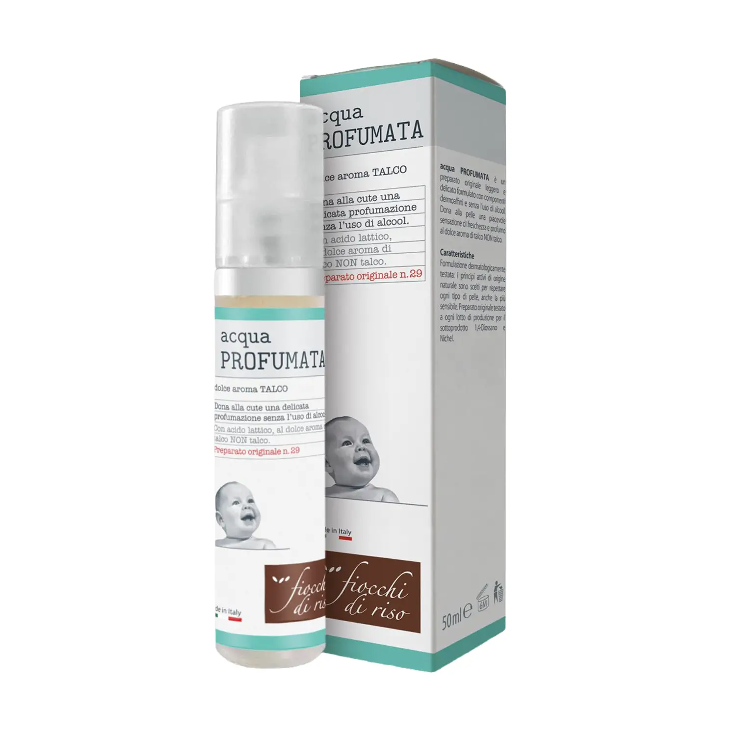 Fiocchi di Riso Acqua Profumata Talco 50 ml – Freschezza Delicata e Rinfrescante - cosmesi e igiene