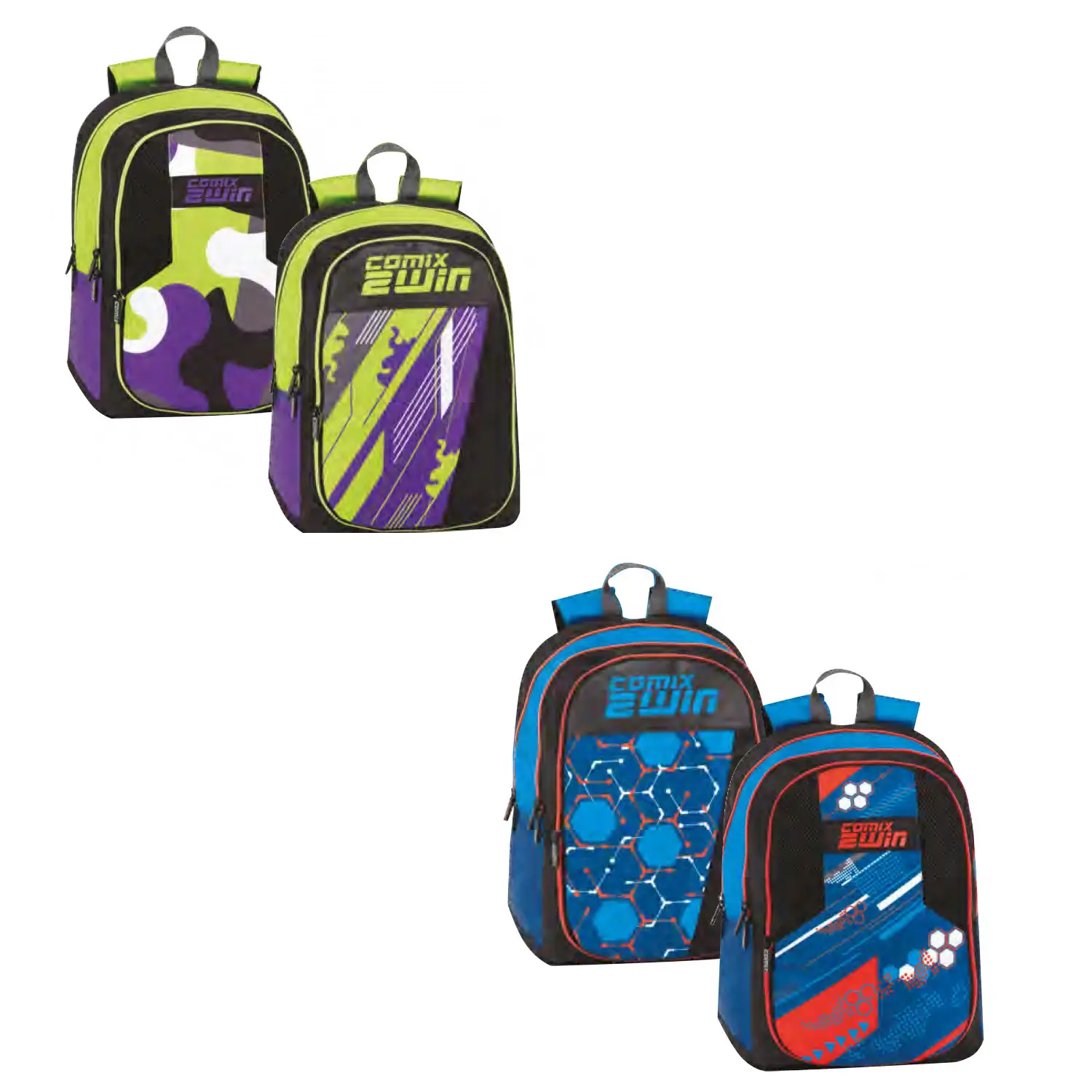 Comix 2win Reversible Organized Backpack 2 Variants - School Backpacks