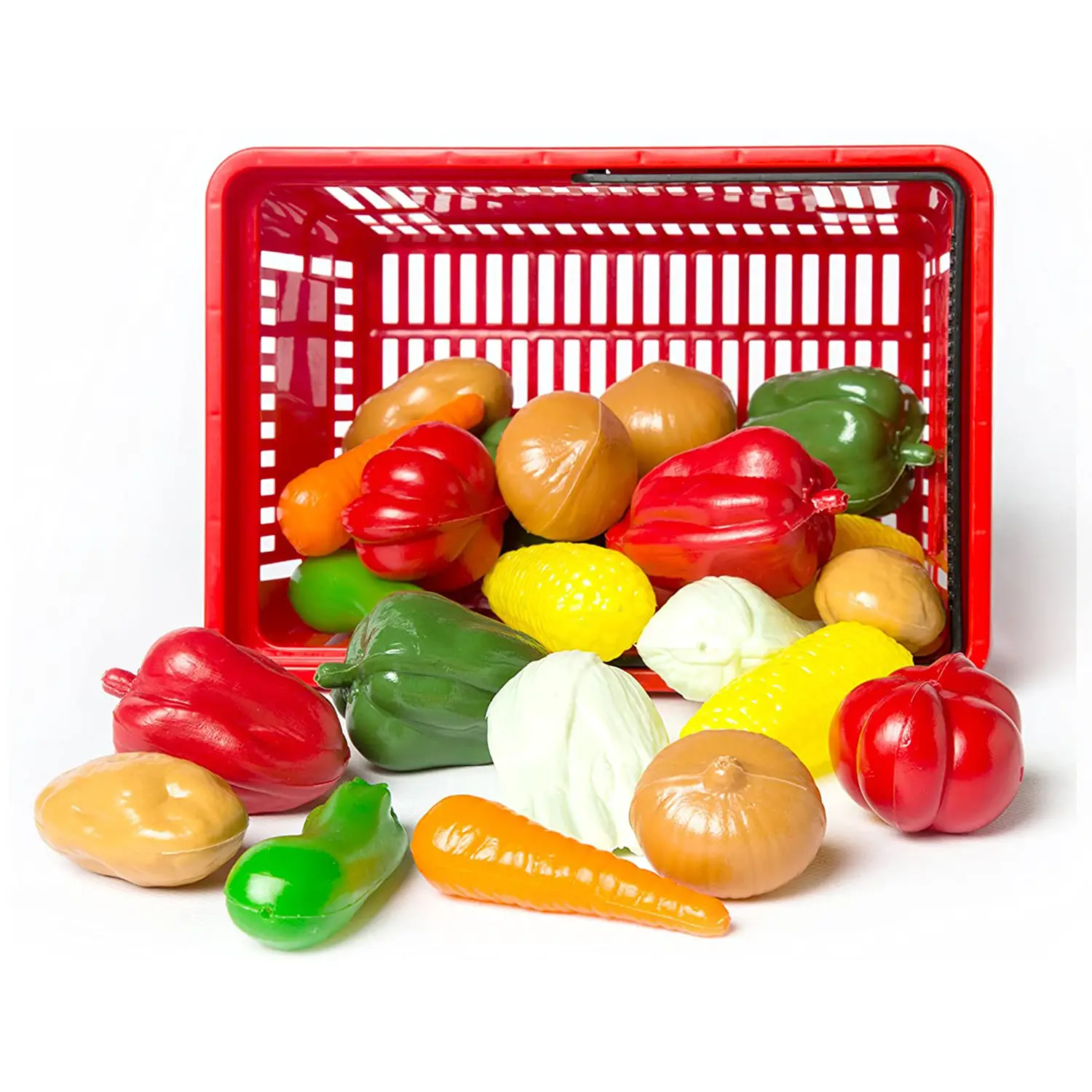 Verdura in Cestino 27 Pezzi – Gioco Educativo in Plastica - Alimenti, mercatini, stoviglie