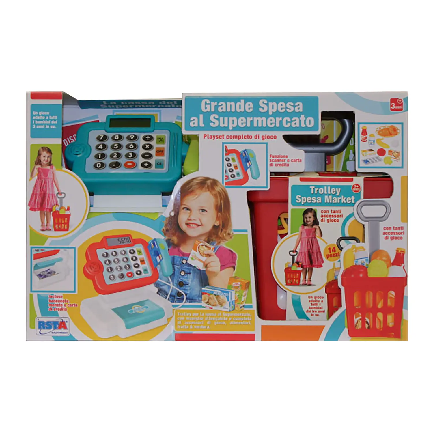 Grande Spesa al Supermercato con Trolley e Generi Alimentari - Playset Giocattolo - play set e accessori bambole