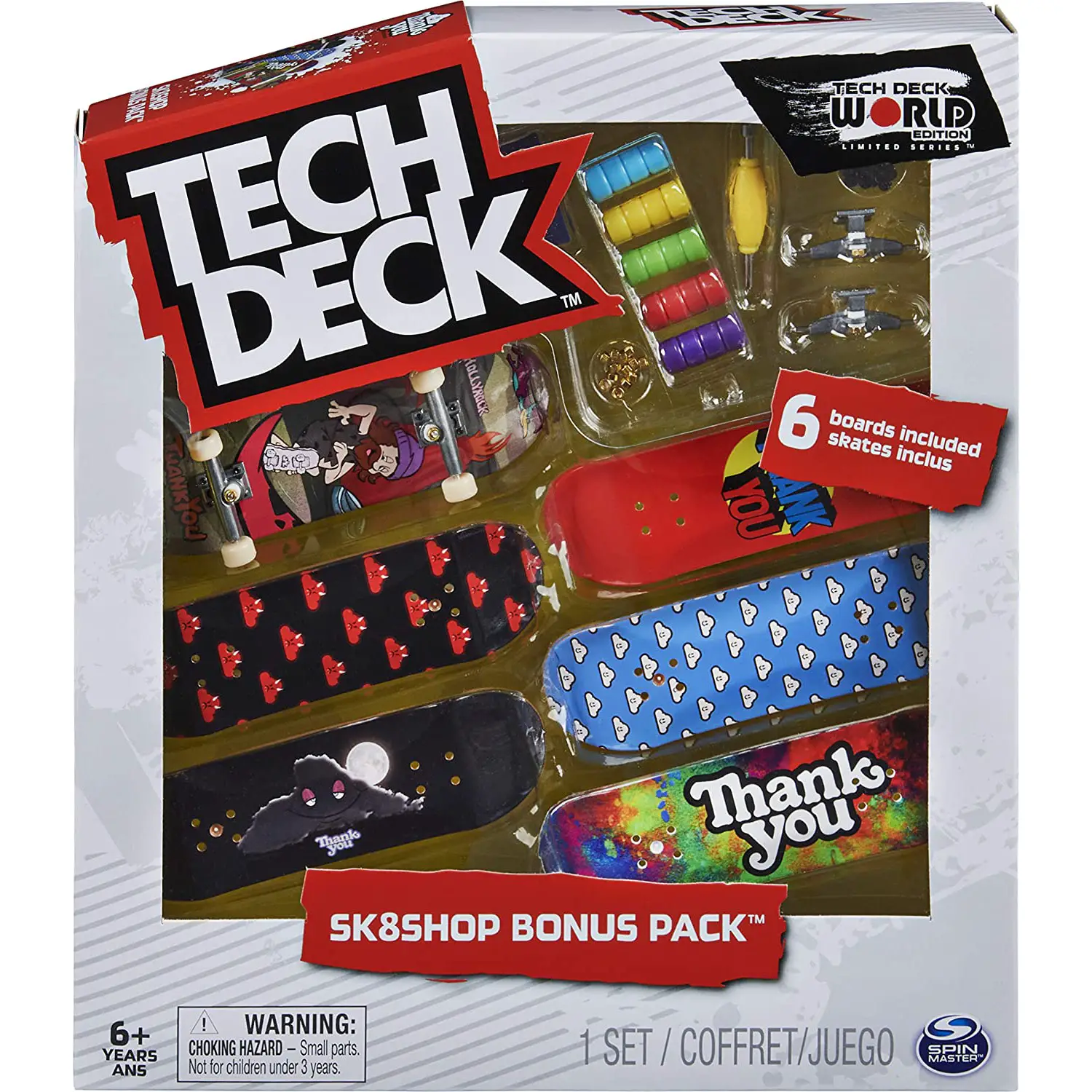 Tech Deck Bonus Pack 6 Skate Assortiti – Set Fingerboard con Tavole da Personalizzare - modellini