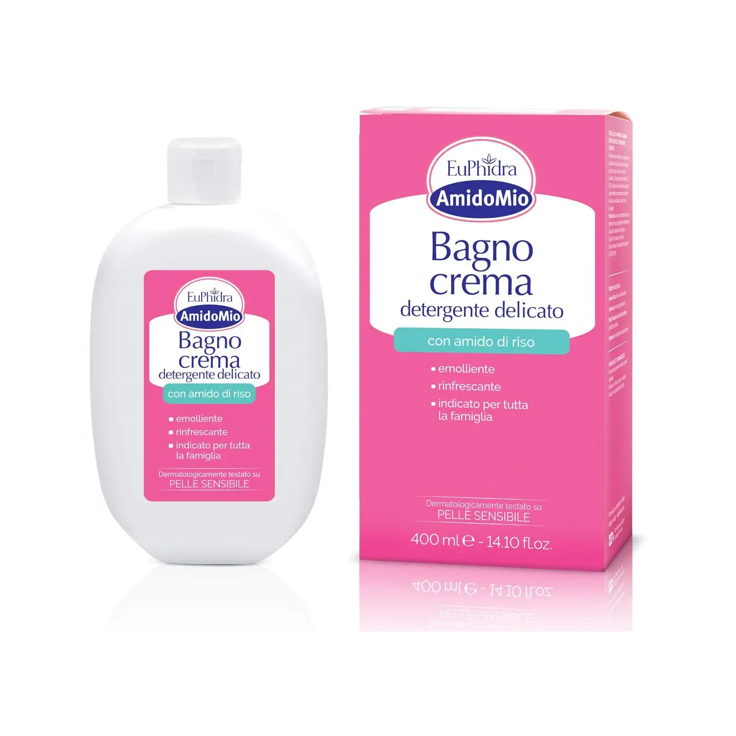 Euphidra Amidomio Bagno Crema 400 ml - Detergente Delicato per Pelle Sensibile - cosmesi e igiene