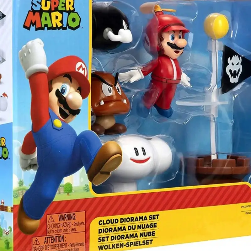 Nintendo Super Mario Cloud Diorama Set - Playset Nuvole con Personaggio Mario - action figures ed accessori