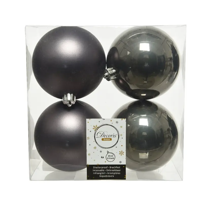 Box 4 Sfere di Natale - Diametro 10 cm - Warm Grey - addobbi albero