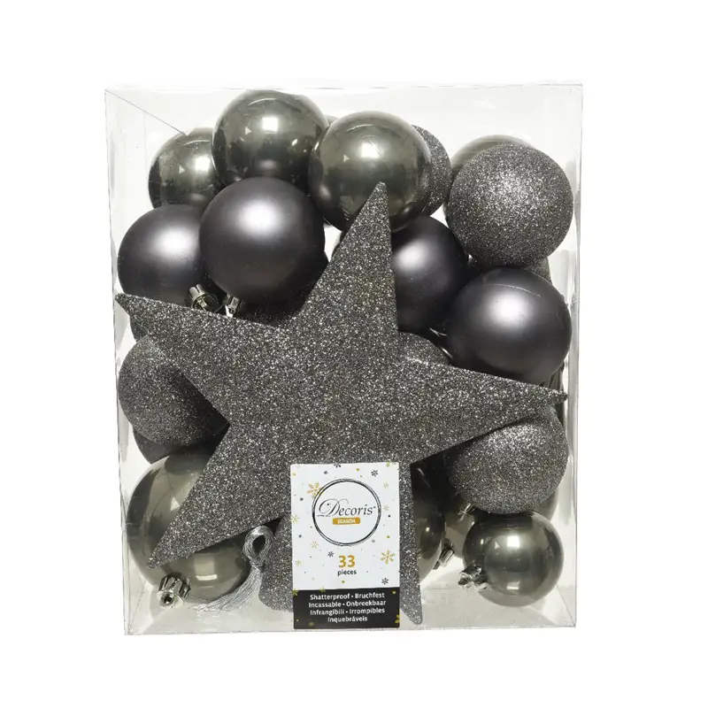 Box 33 Sfere di Natale - Diametro 8 cm - Warm Grey - addobbi albero