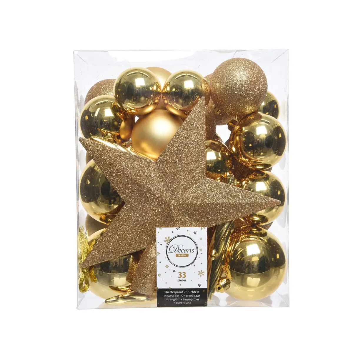 Box 33 Sfere di Natale - Diametro 8 cm - Light Gold - addobbi albero