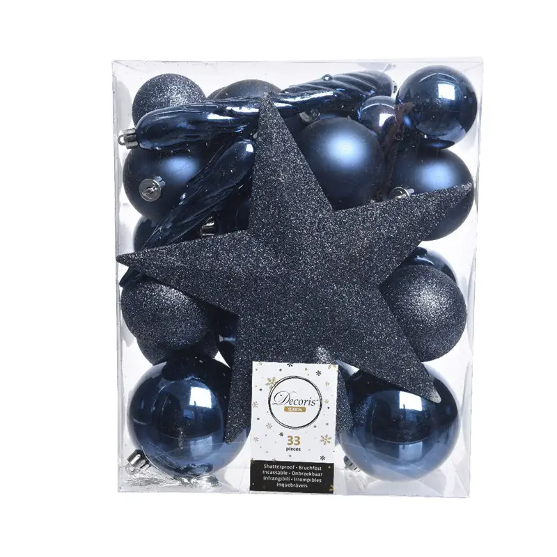 Box 33 Sfere di Natale - Diametro 8 cm - Night Blue - addobbi albero