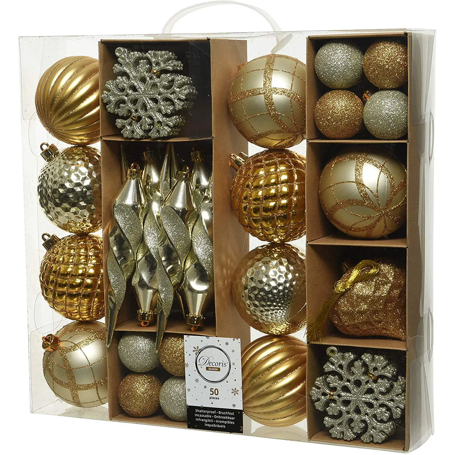 Box 50 Sfere di Natale - Diametro 8 cm - Gold - addobbi albero
