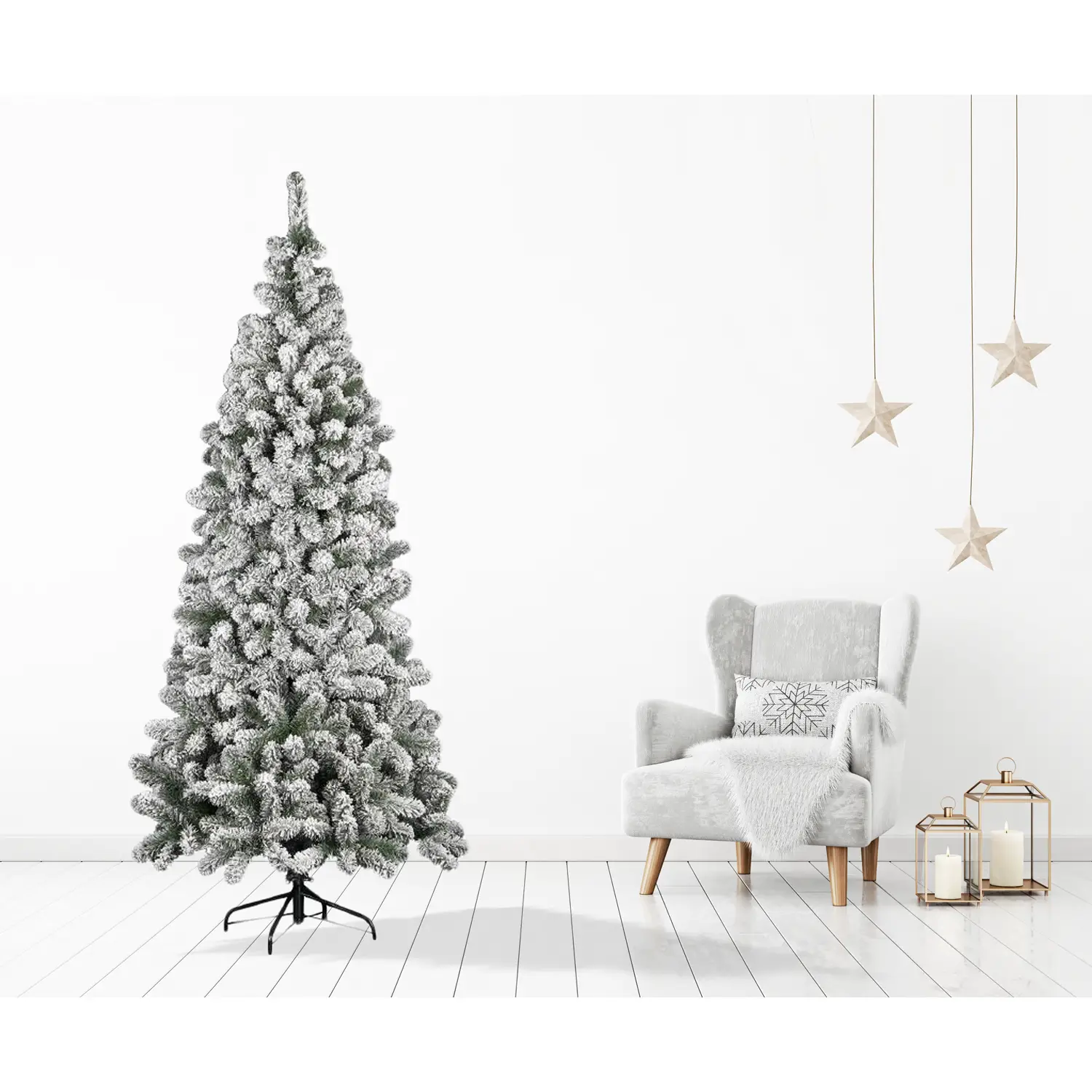 Albero di Natale Kenya Floccato 210 cm - Effetto Neve Realistico - alberi