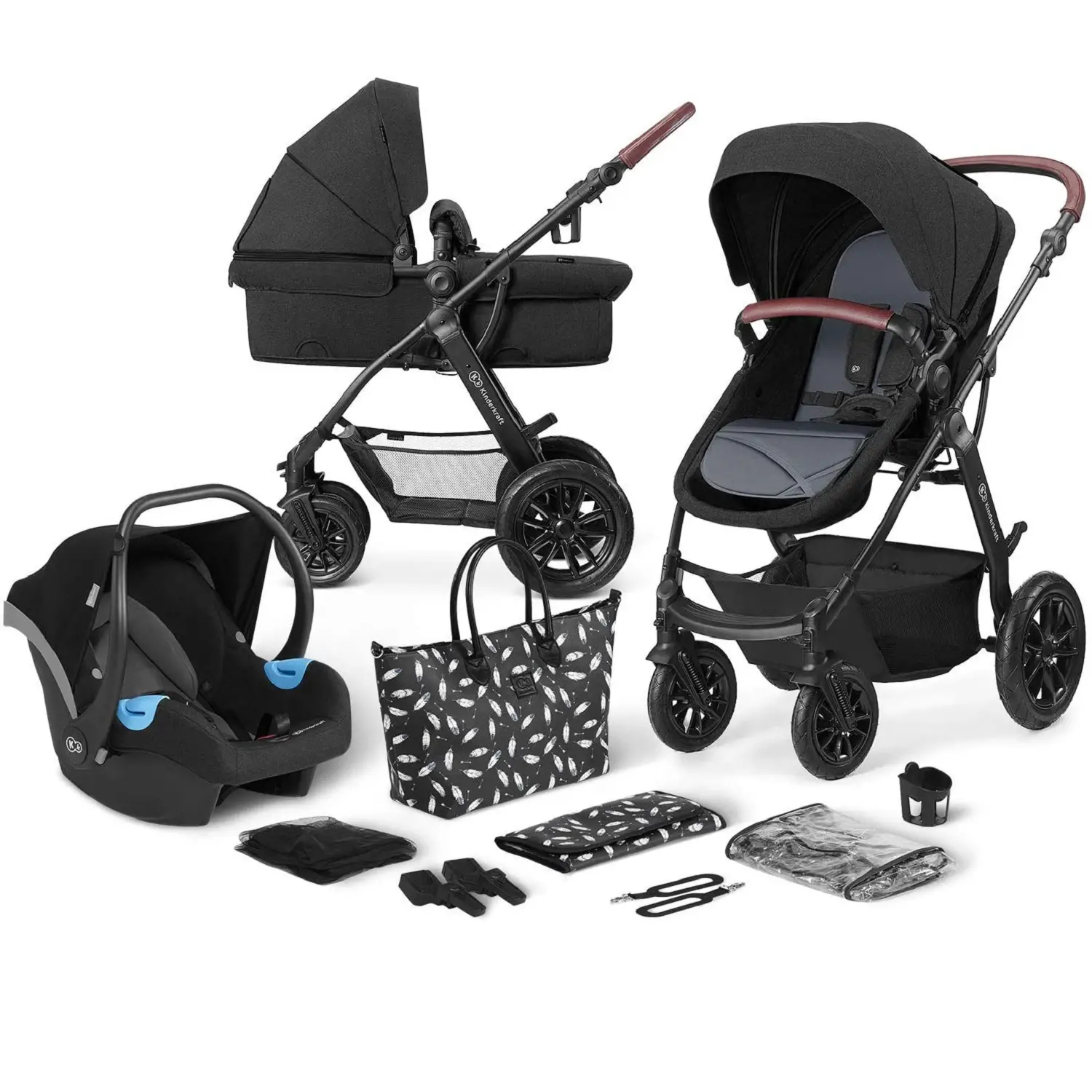 Trio Xmoov 3in1 Travel System Black - Passeggino Multifunzionale Kinderkraft - trio e modulari